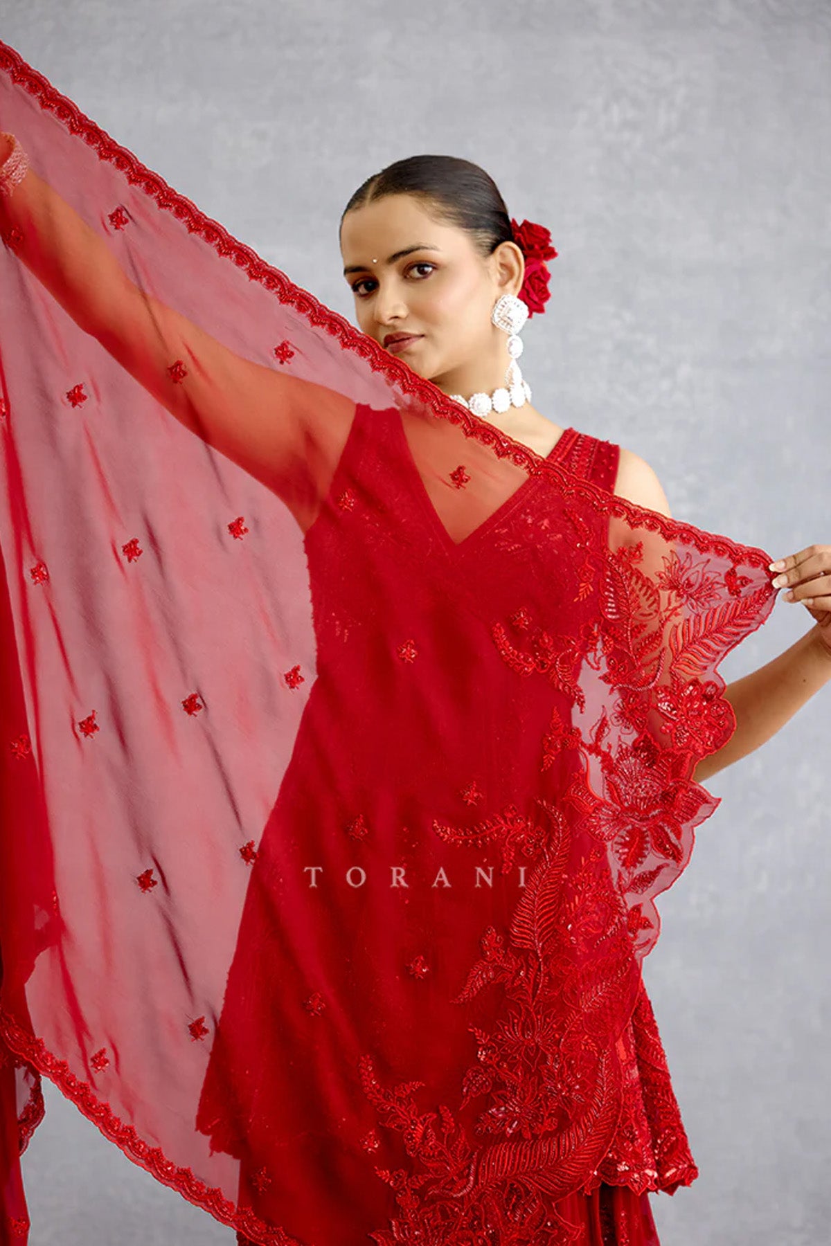 Surkh Bhanavi Sharara Set