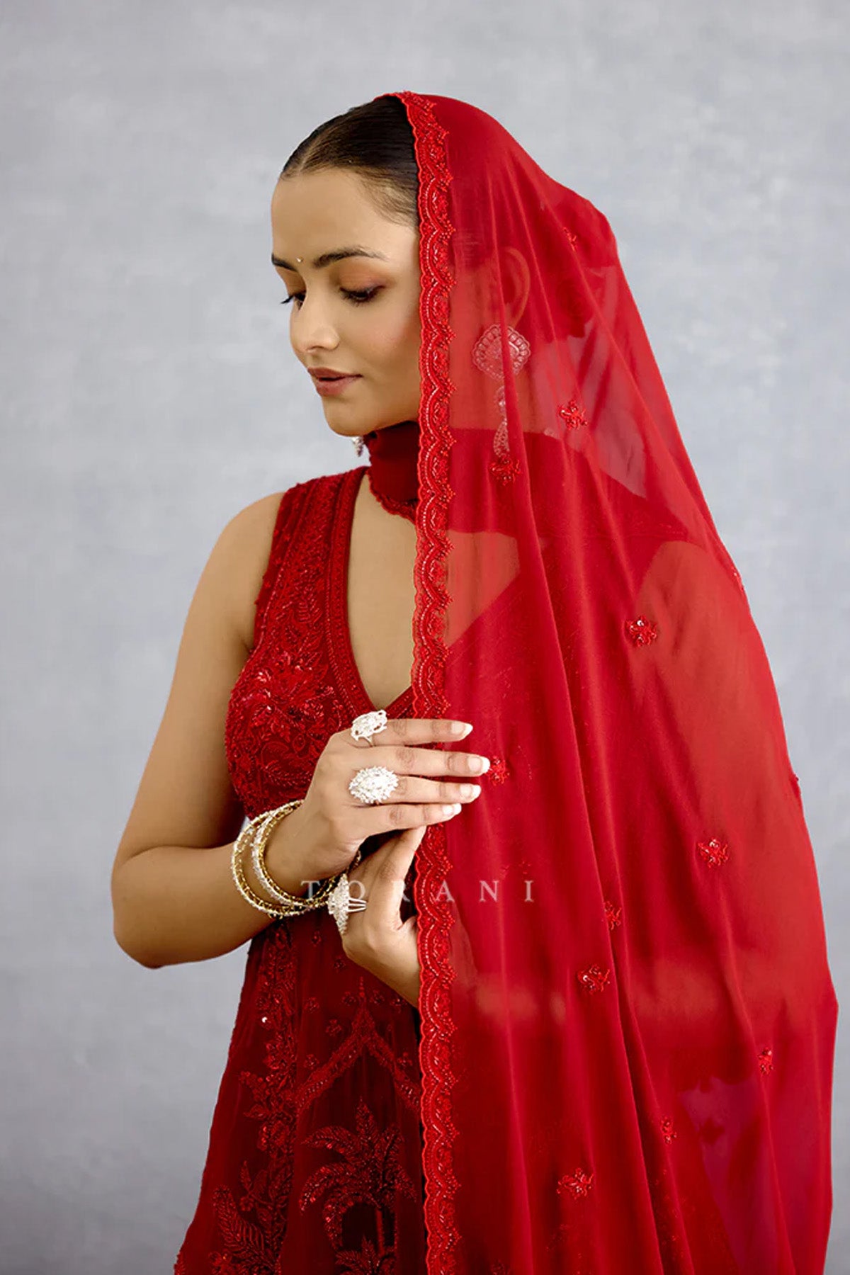 Surkh Bhanavi Sharara Set