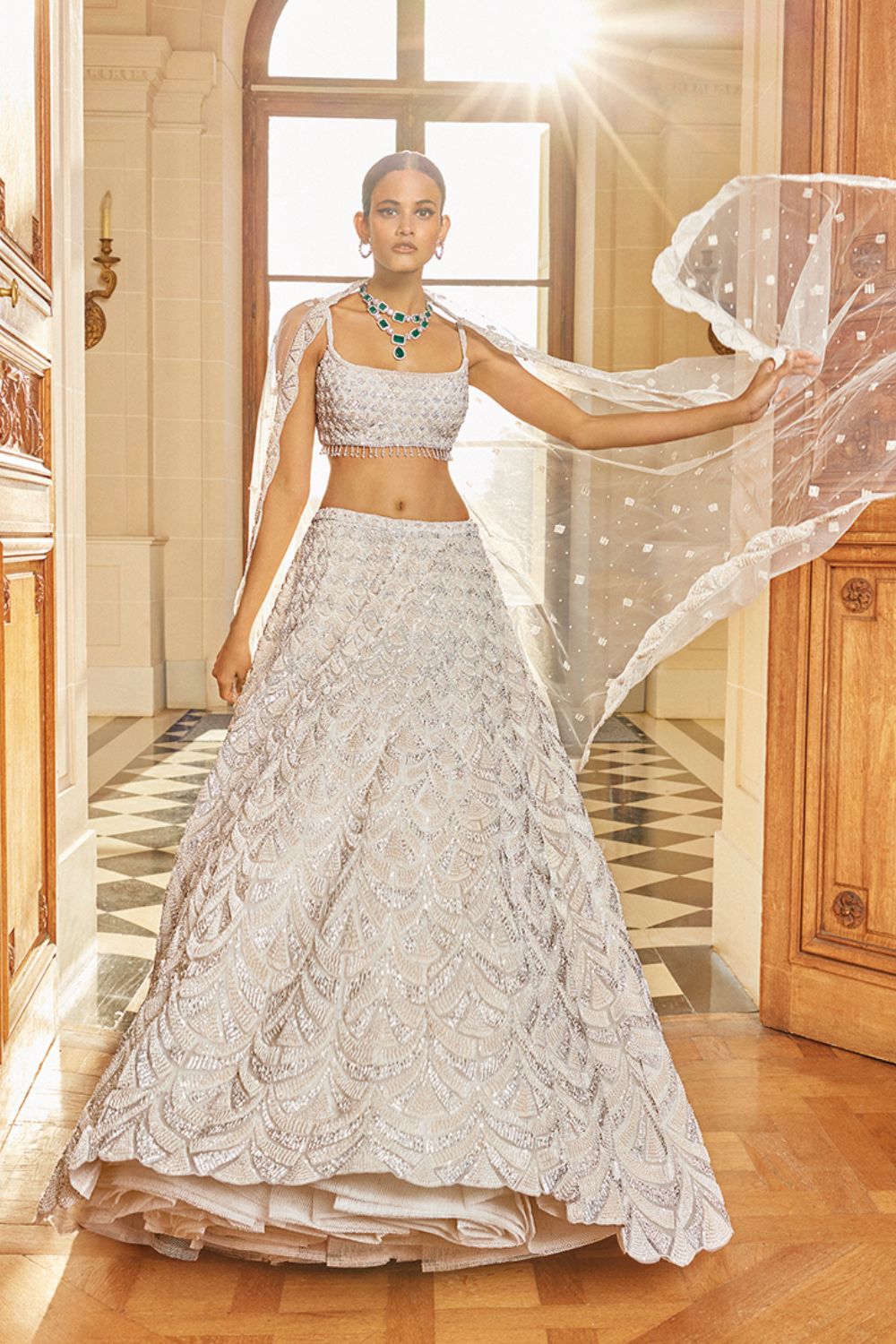 Ivory Pearl Scallop Lehenga Set