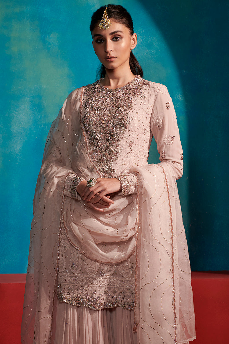 Snow Rose Kurta And Sharara Set