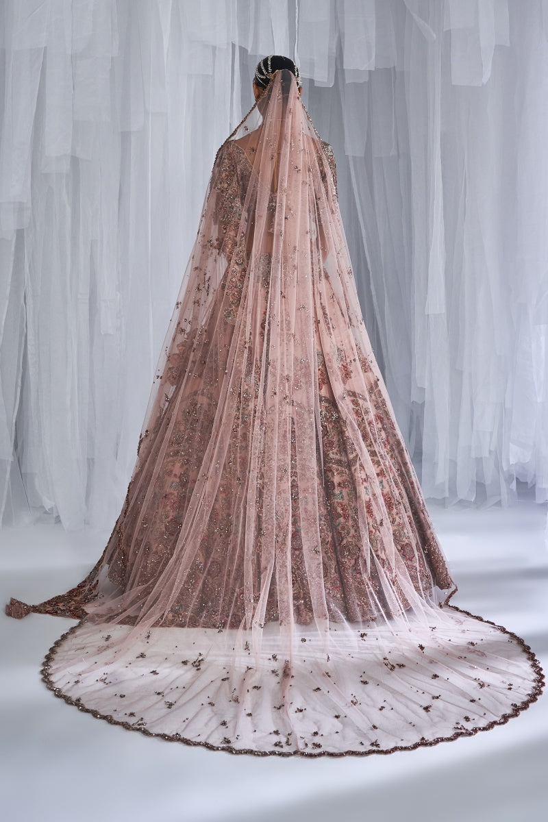 Primrose Champagne Pink Raw Silk Bridal Lehenga Set