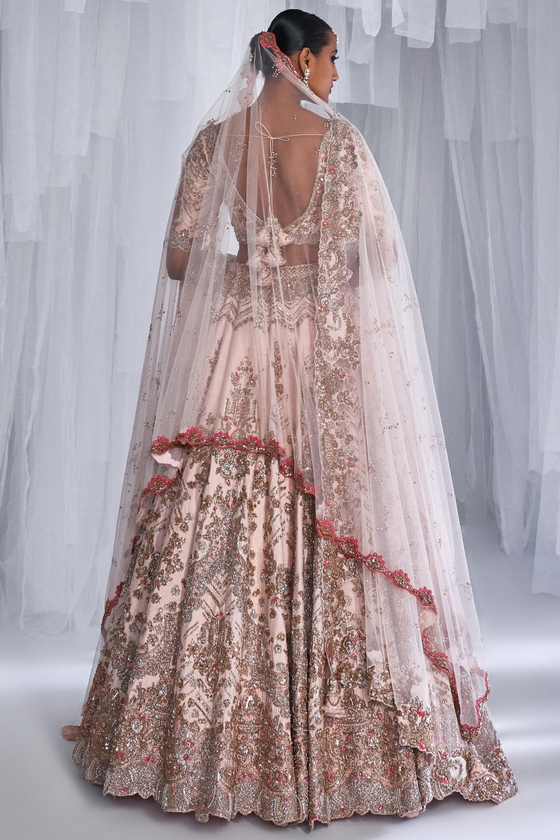 Raisa Pale Pink Raw Silk Bridal Lehenga Set