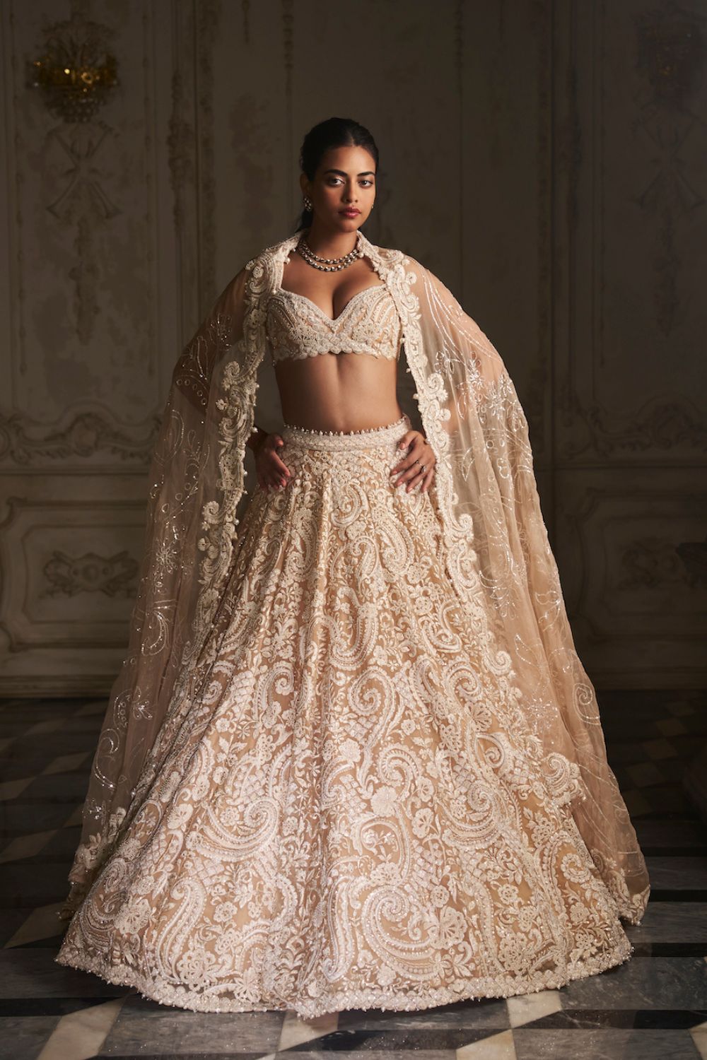 Nude Paisley Lehenga Set