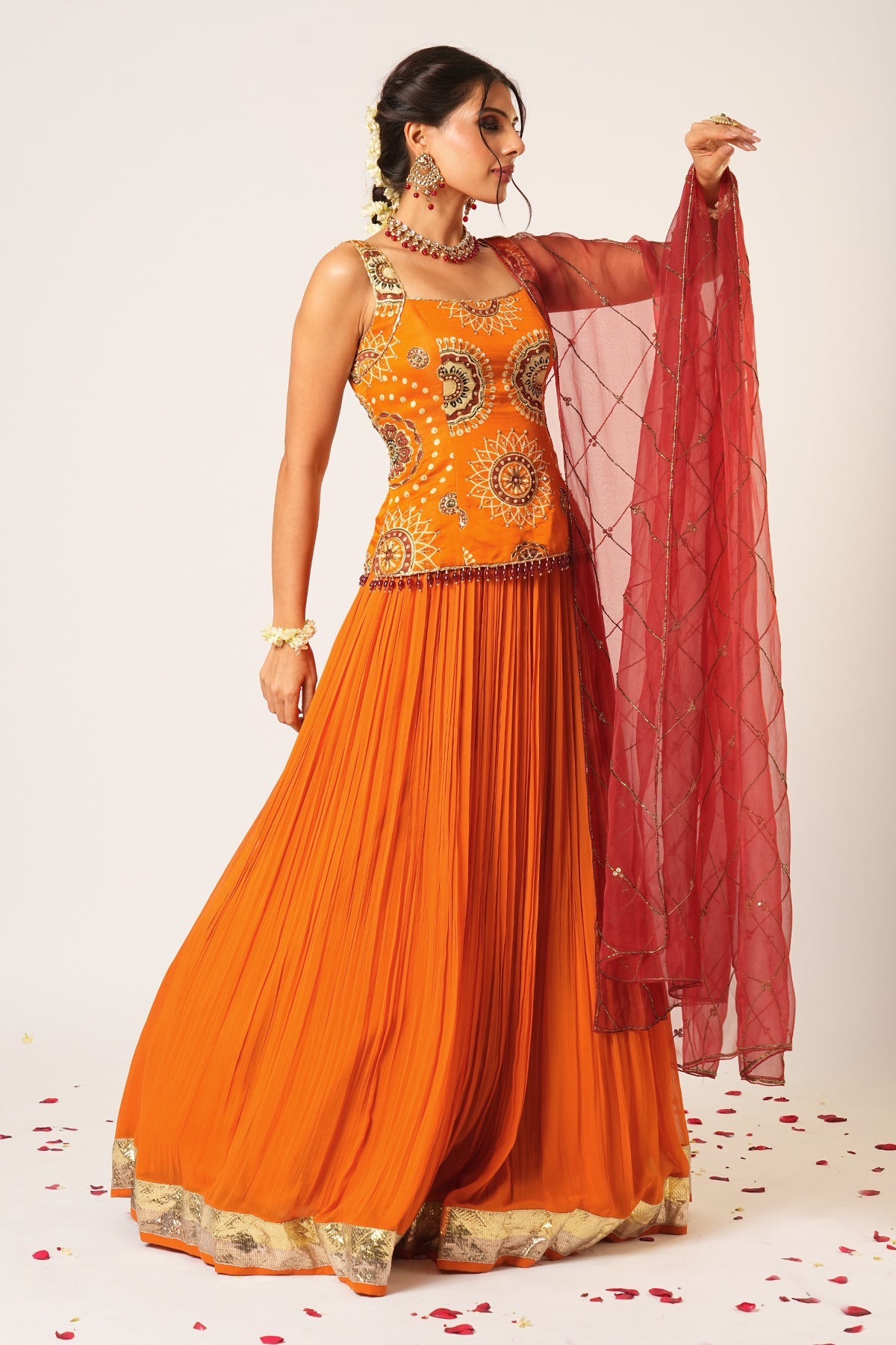 ORANGE GOLAKAARI LEHENGA