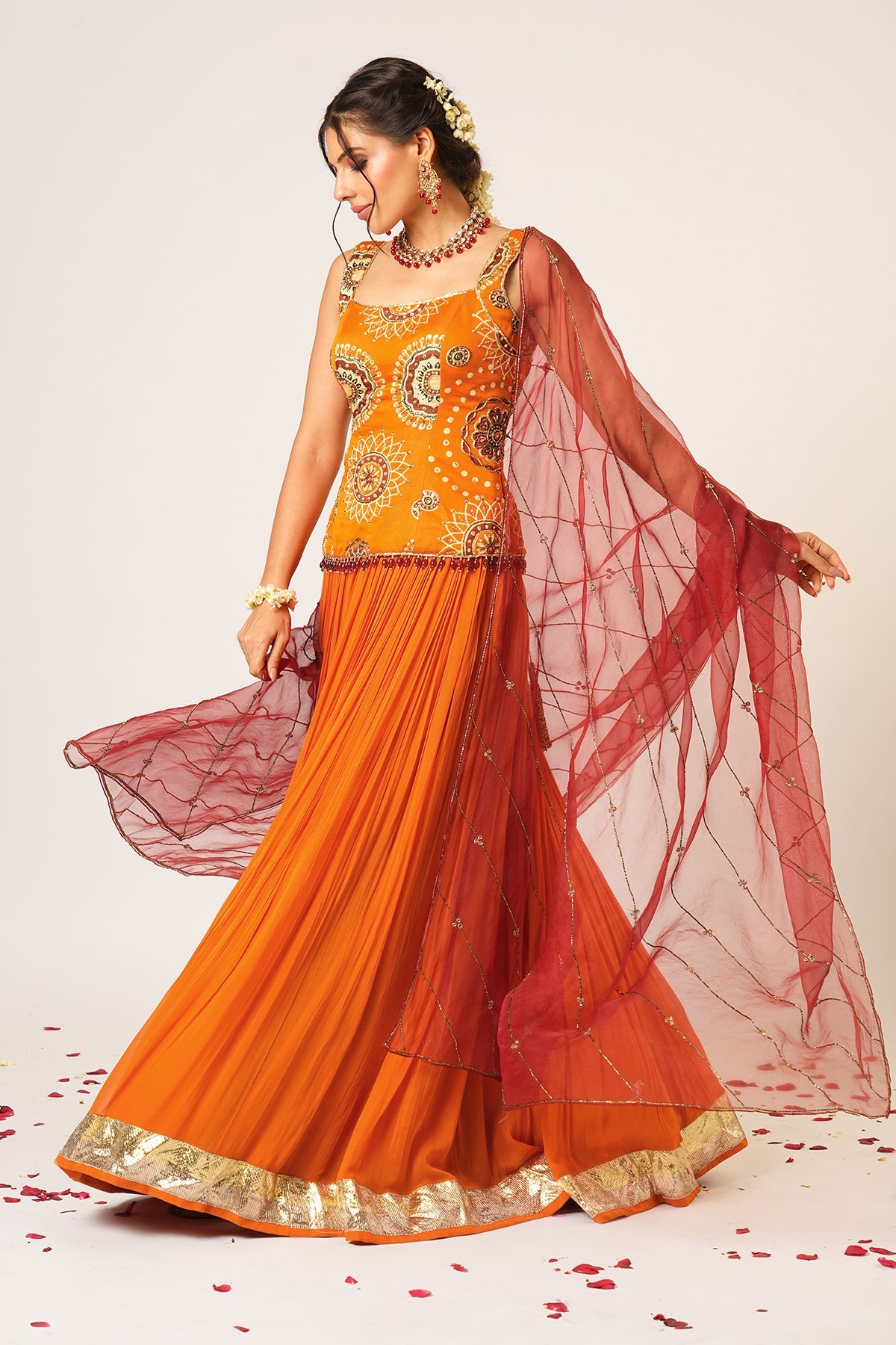 ORANGE GOLAKAARI LEHENGA