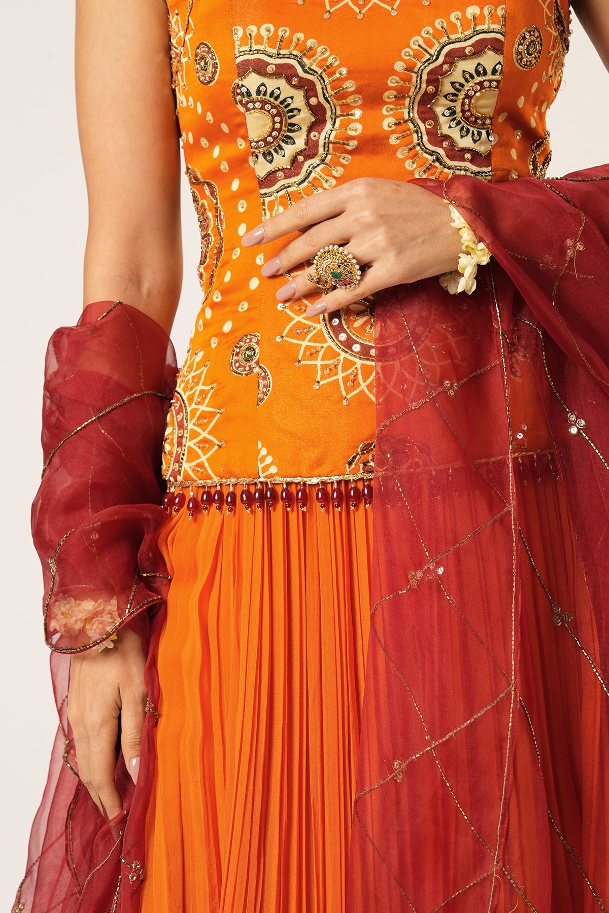 ORANGE GOLAKAARI LEHENGA