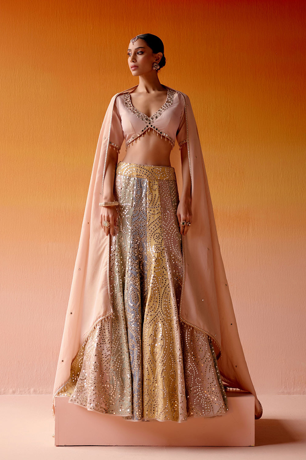 COLOR BLOCK LEHENGA SET