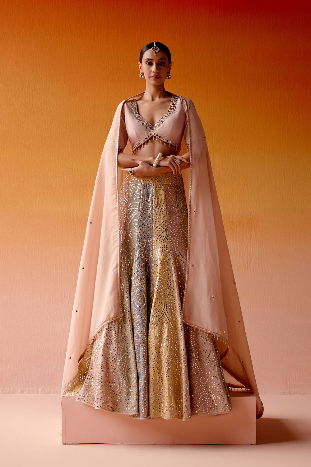 COLOR BLOCK LEHENGA SET