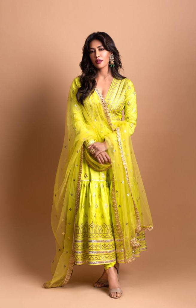 Suhana Ag Tiered Churidar with Dupatta