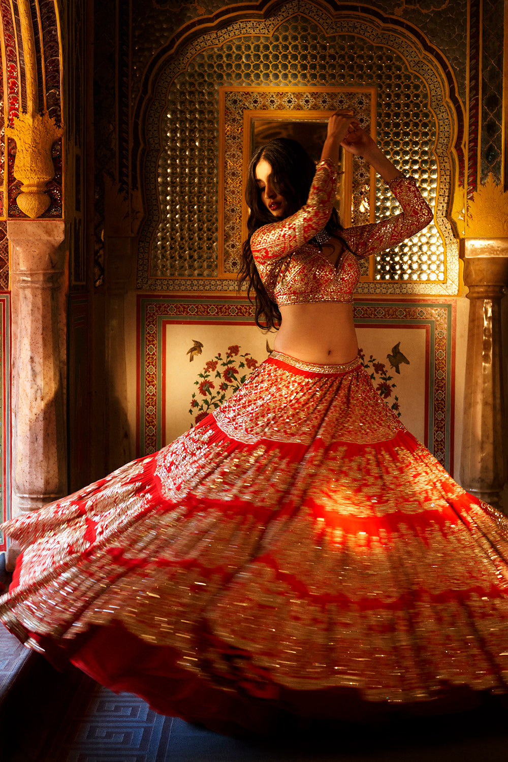 Red Multi-Tiered Lehenga Set - Ready to Ship