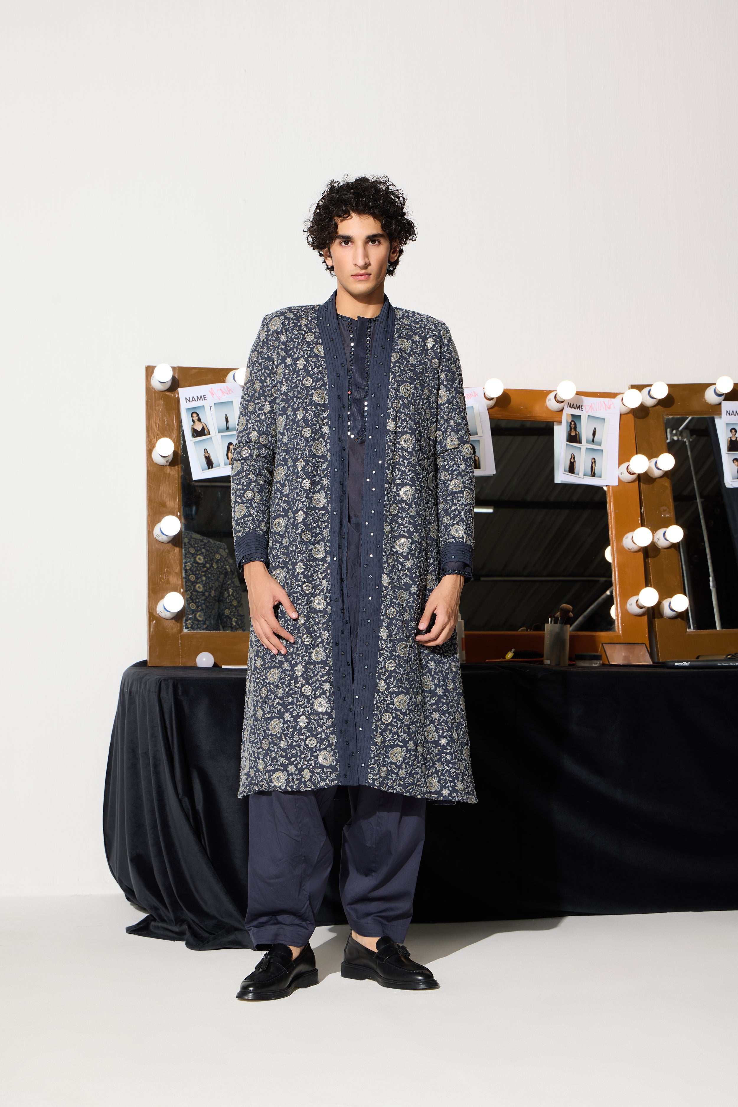Cotton Silk Kurta with Mirrorwork and Matching Salwar