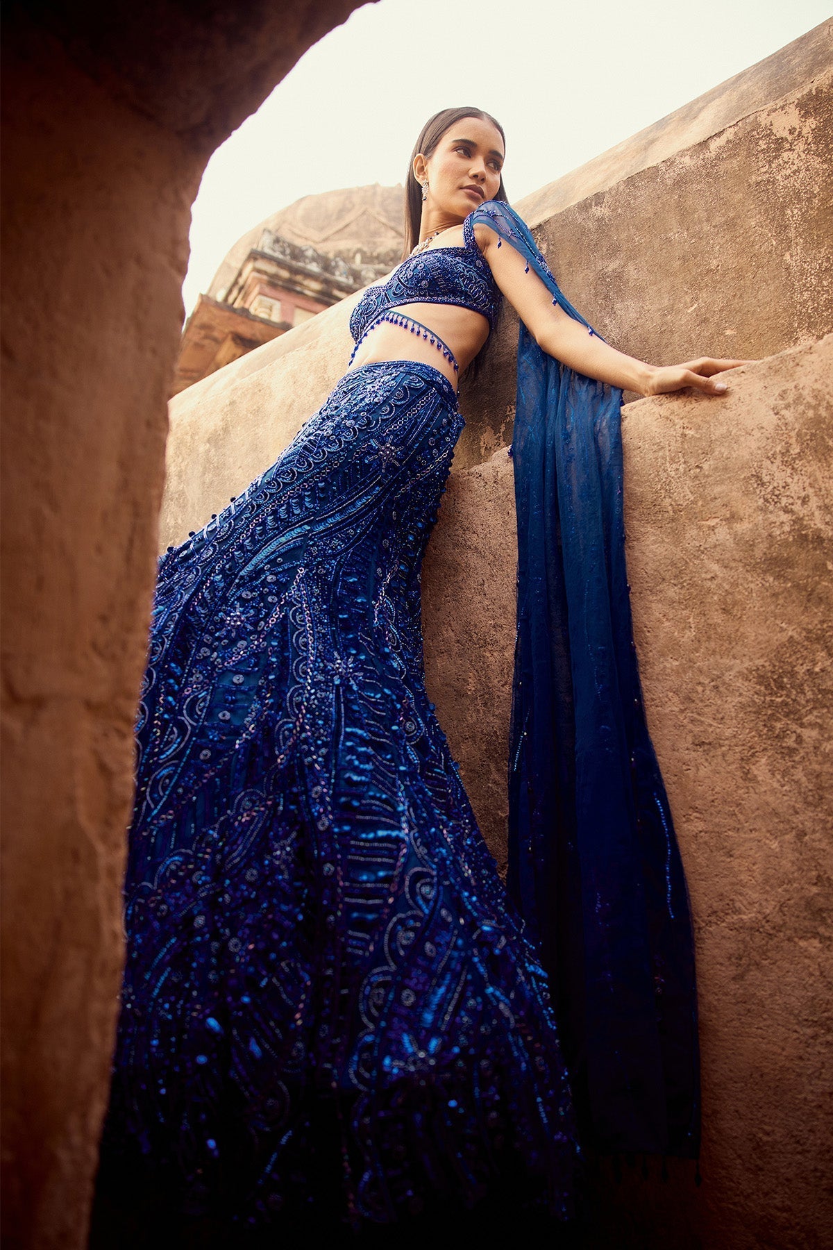 Electric Blue  Trail Mermaid Skirt Set