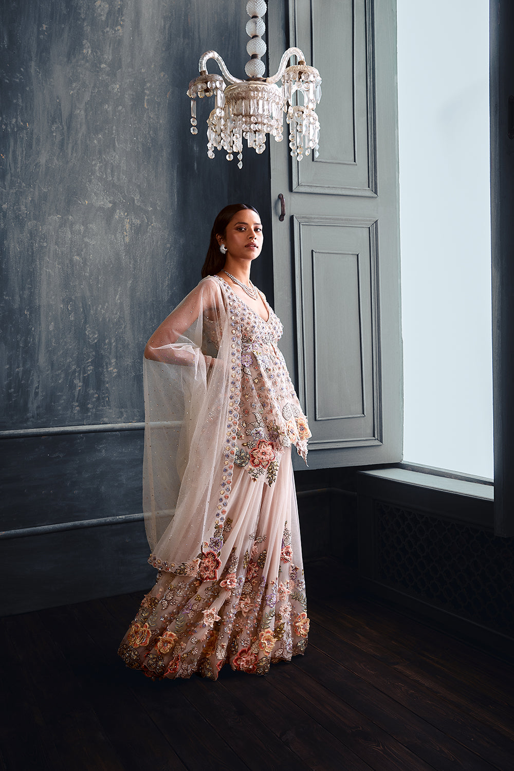 Three-Dimensional Floral Sharara Set