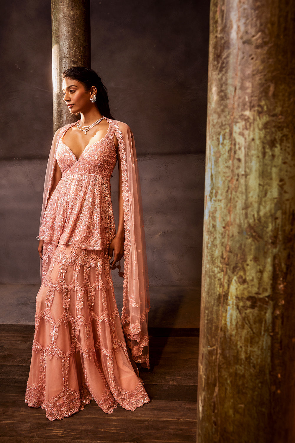 Rose Pink Sequin Sharara Set