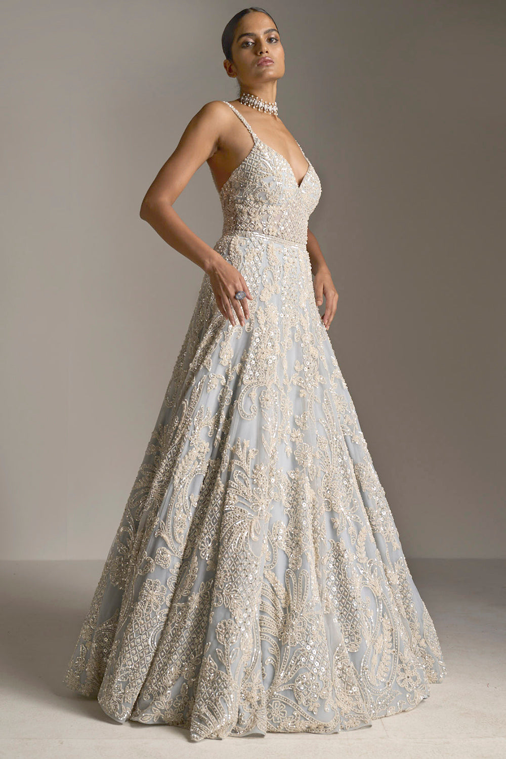 Ice Blue Pearl Gown