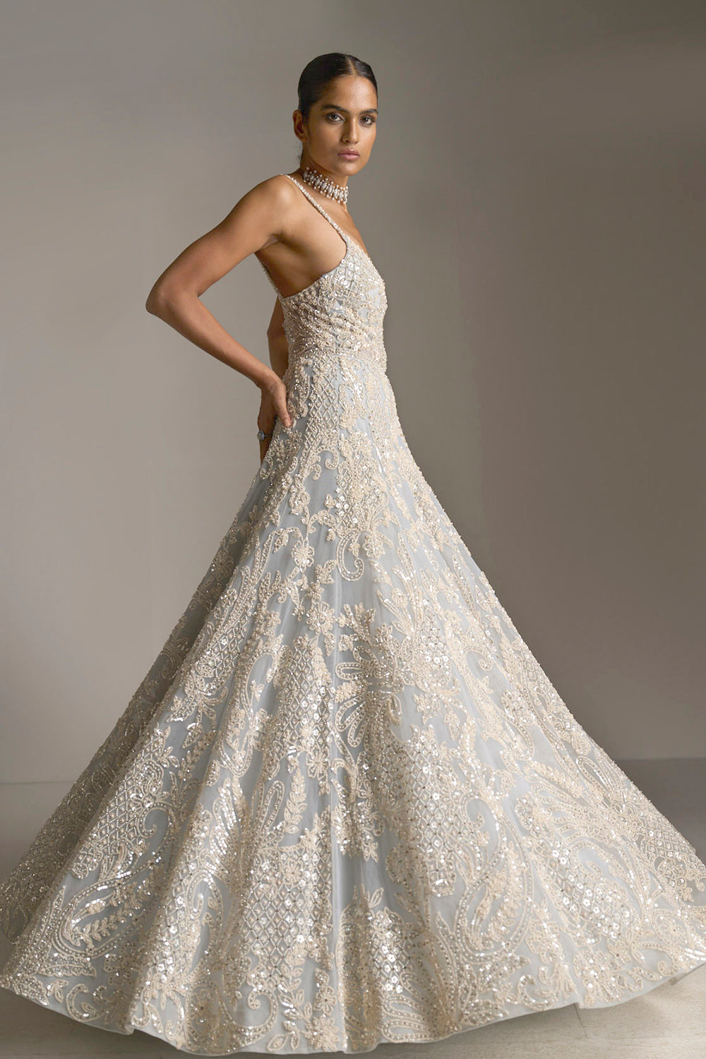 Ice Blue Pearl Gown