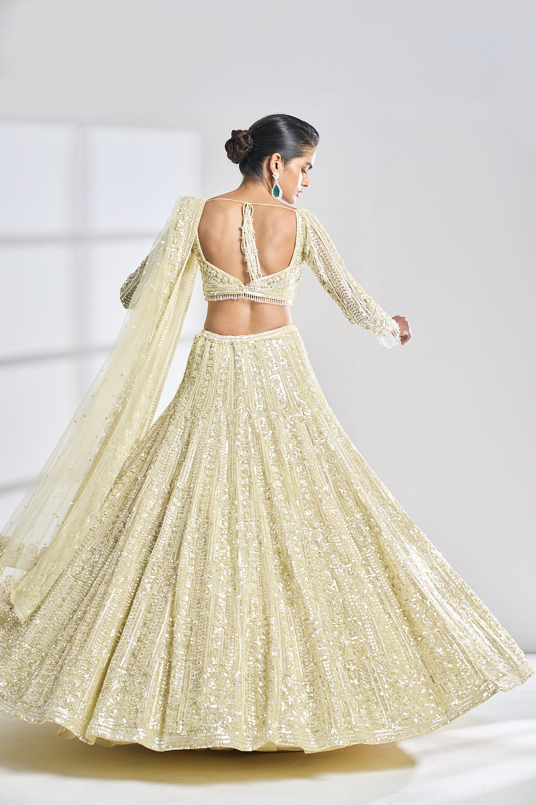 Lime Sequin Lehenga Set