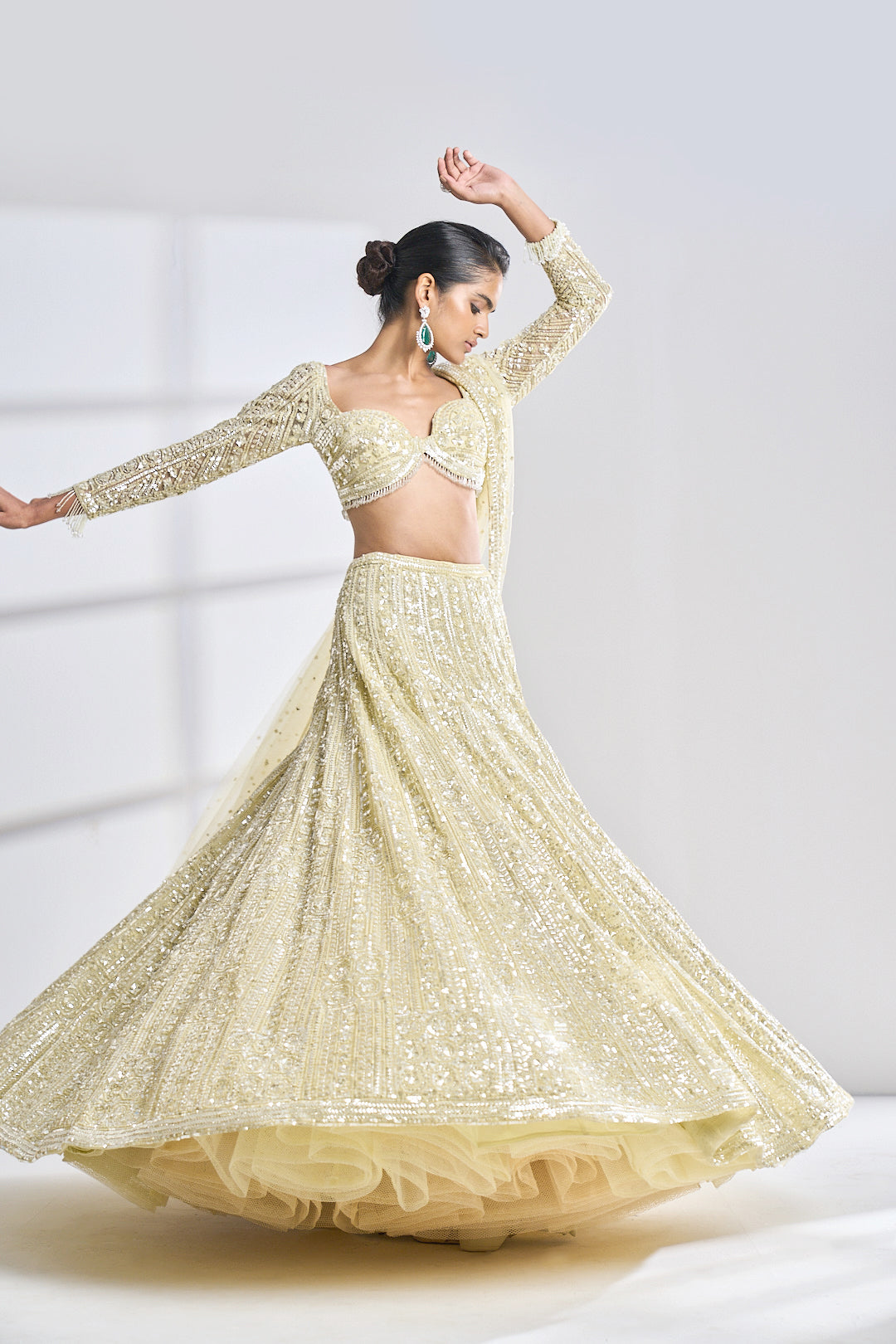 Lime Sequin Lehenga Set