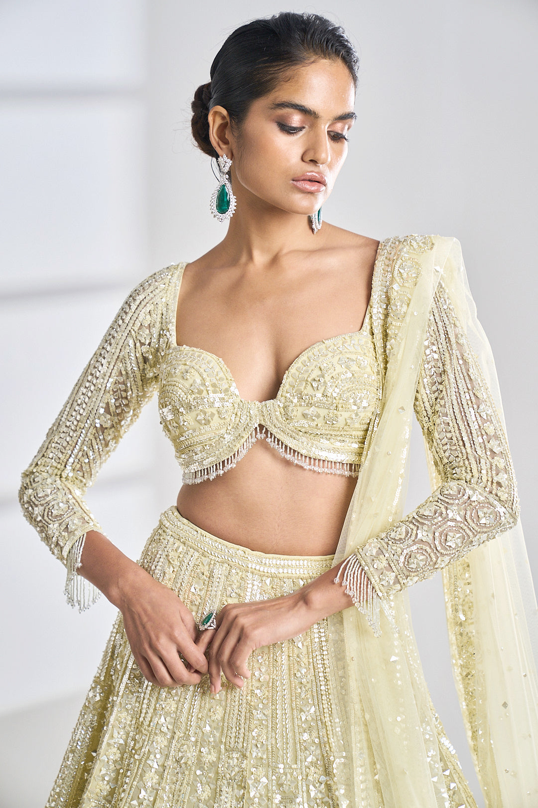 Lime Sequin Lehenga Set