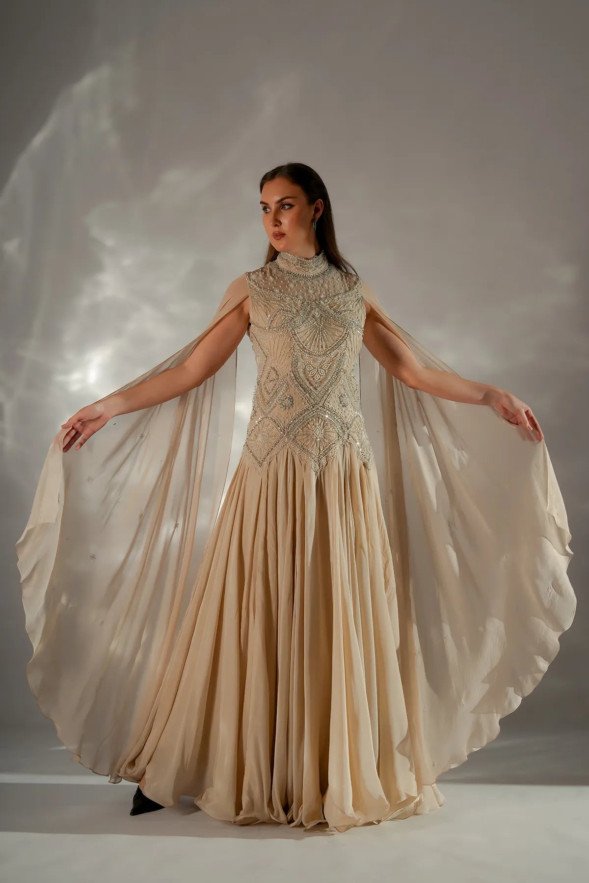 Celeste cape gown