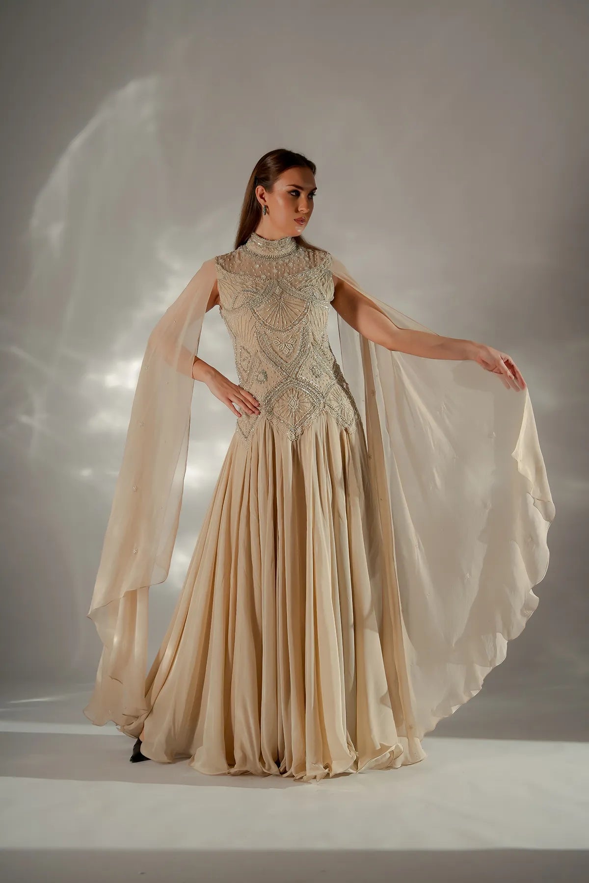 Celeste cape gown