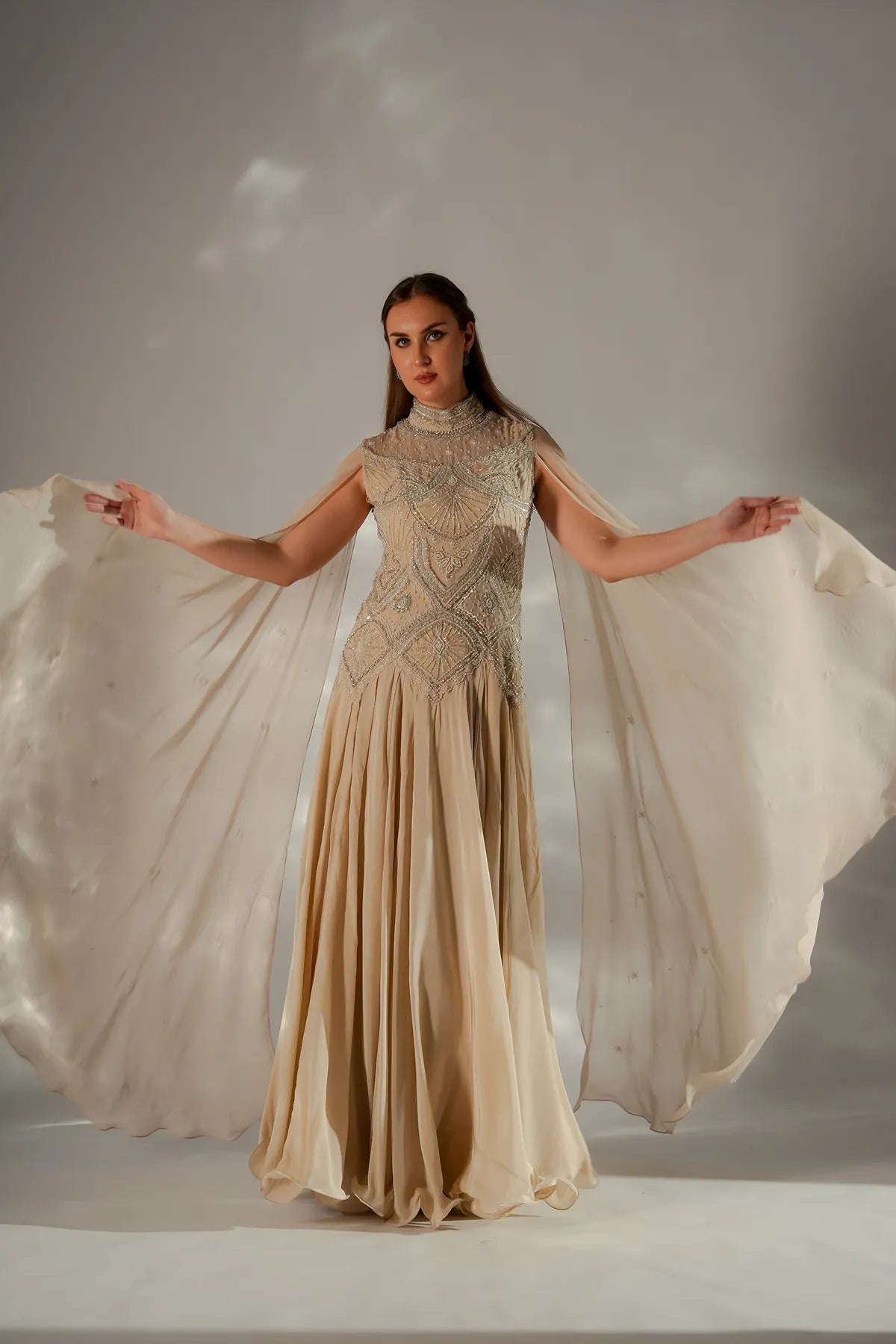 Celeste cape gown