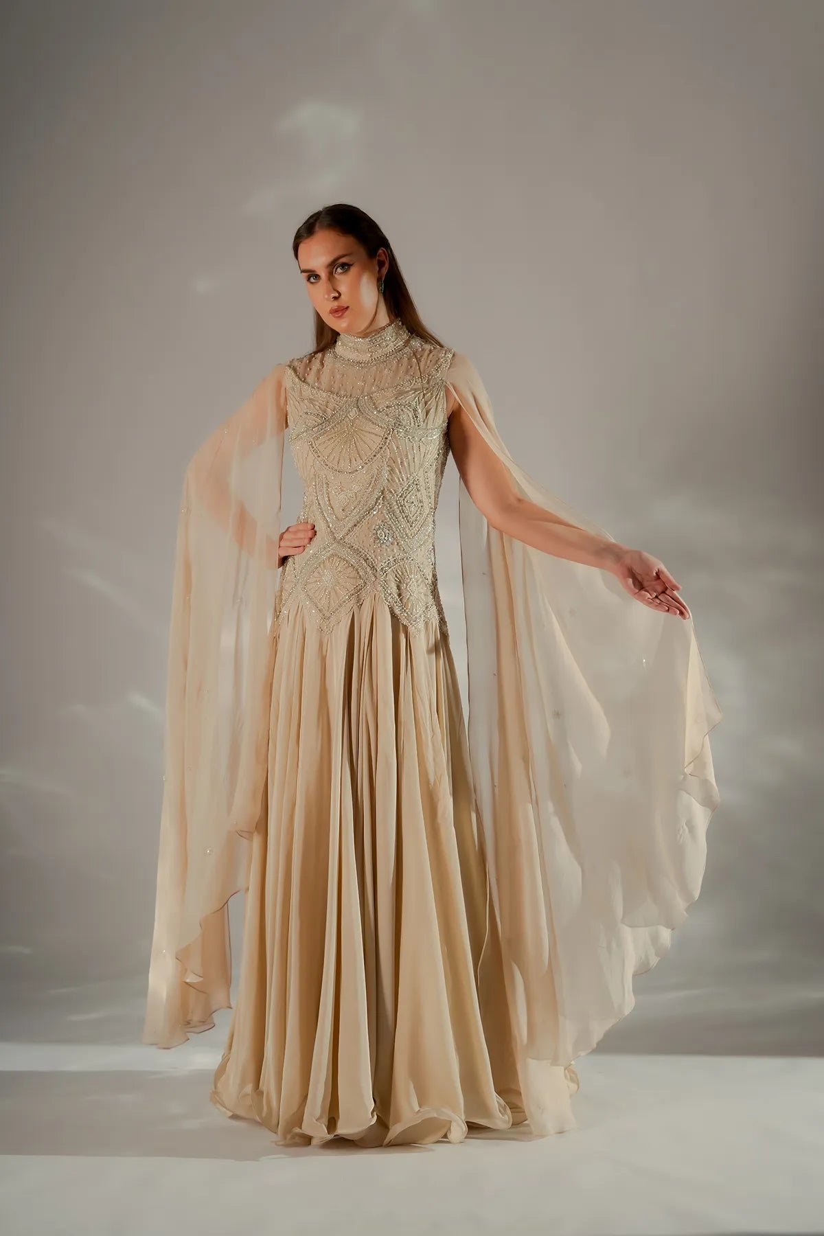Celeste cape gown