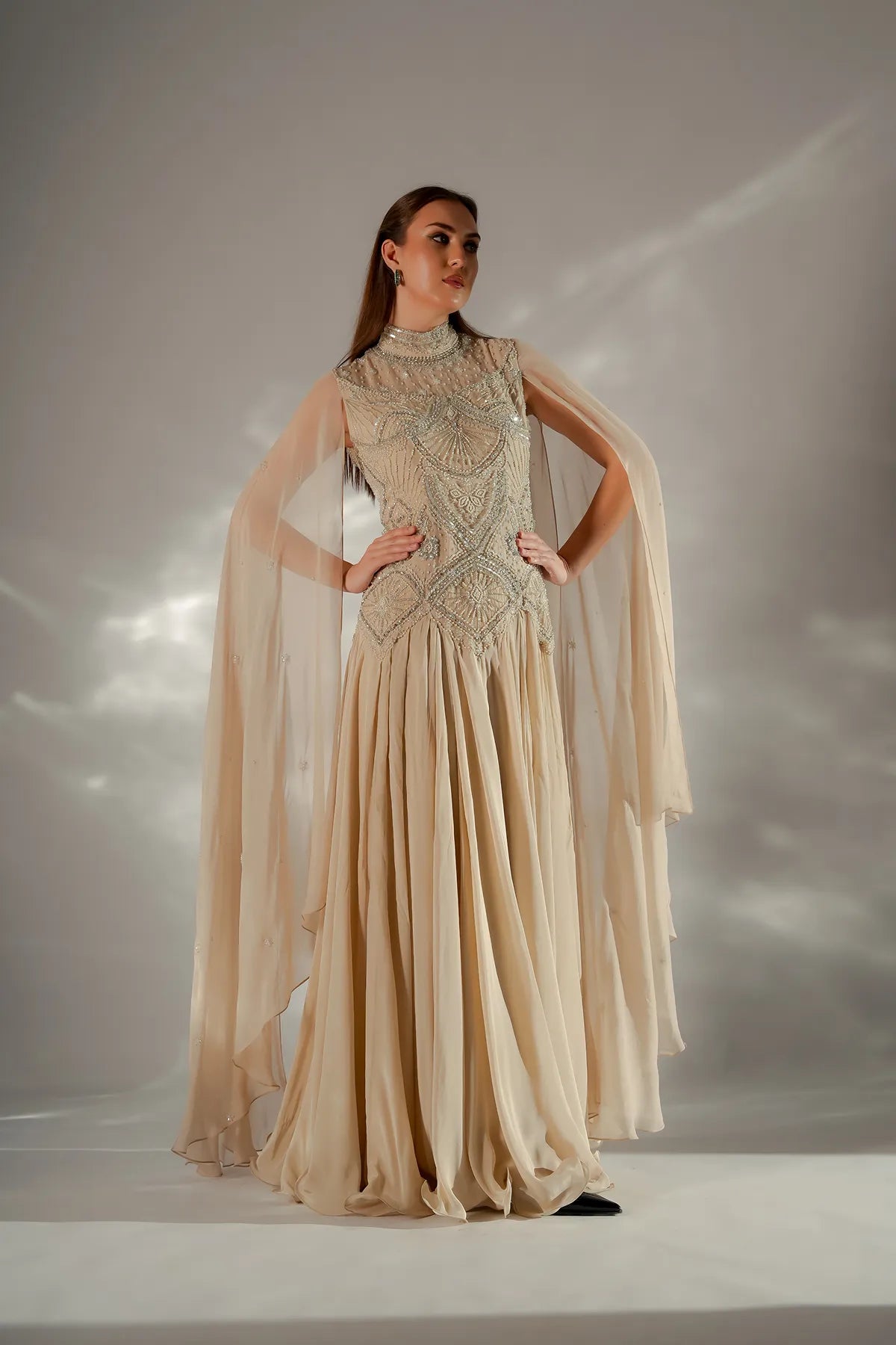 Celeste cape gown