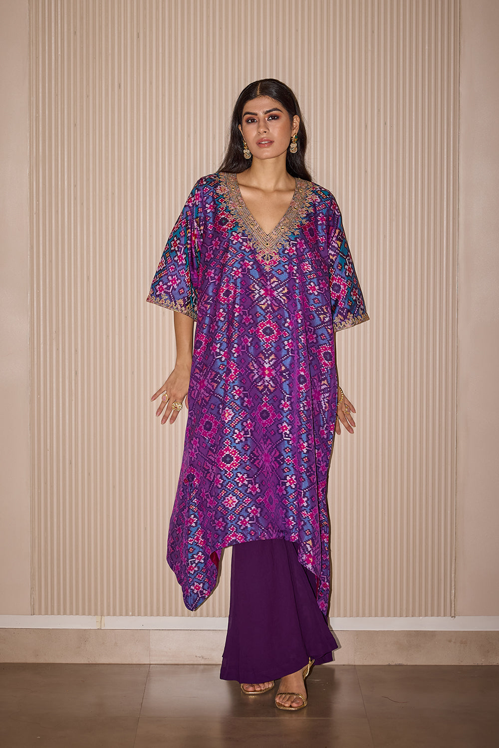 Long Patola Kurta with Georgette Flared Plazzos