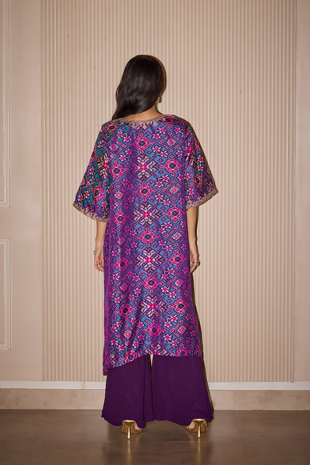 Long Patola Kurta with Georgette Flared Plazzos