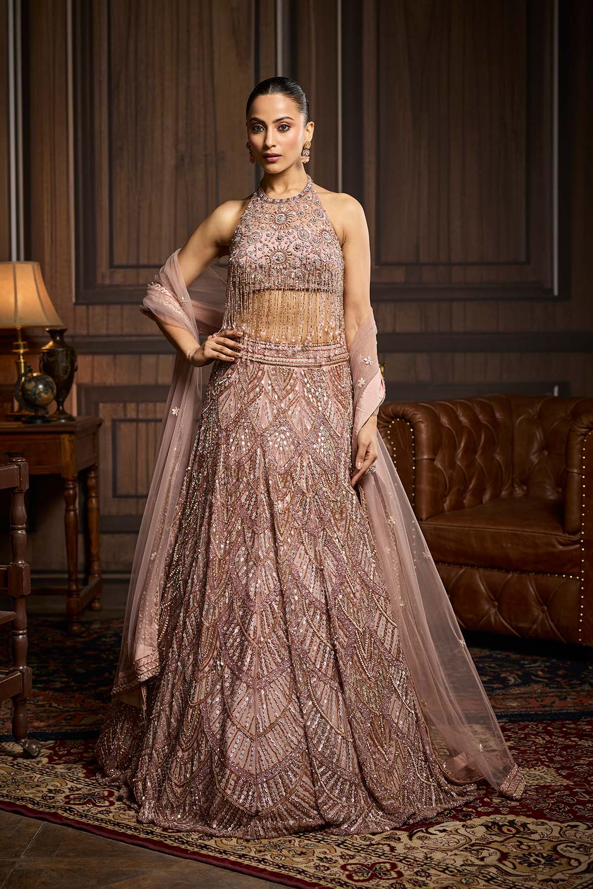 Blush Pink Embellished Lehenga Set