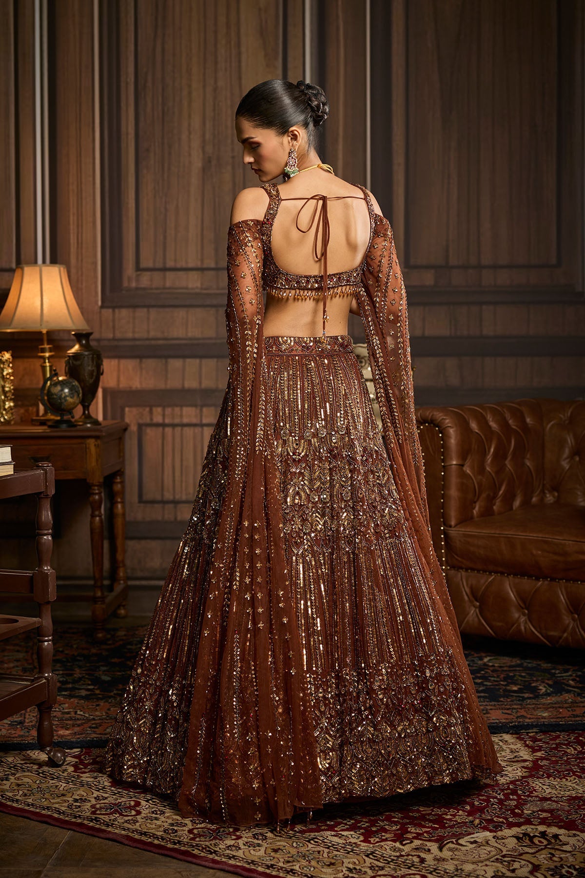 Metallic Gold Embellished  Lehenga Set