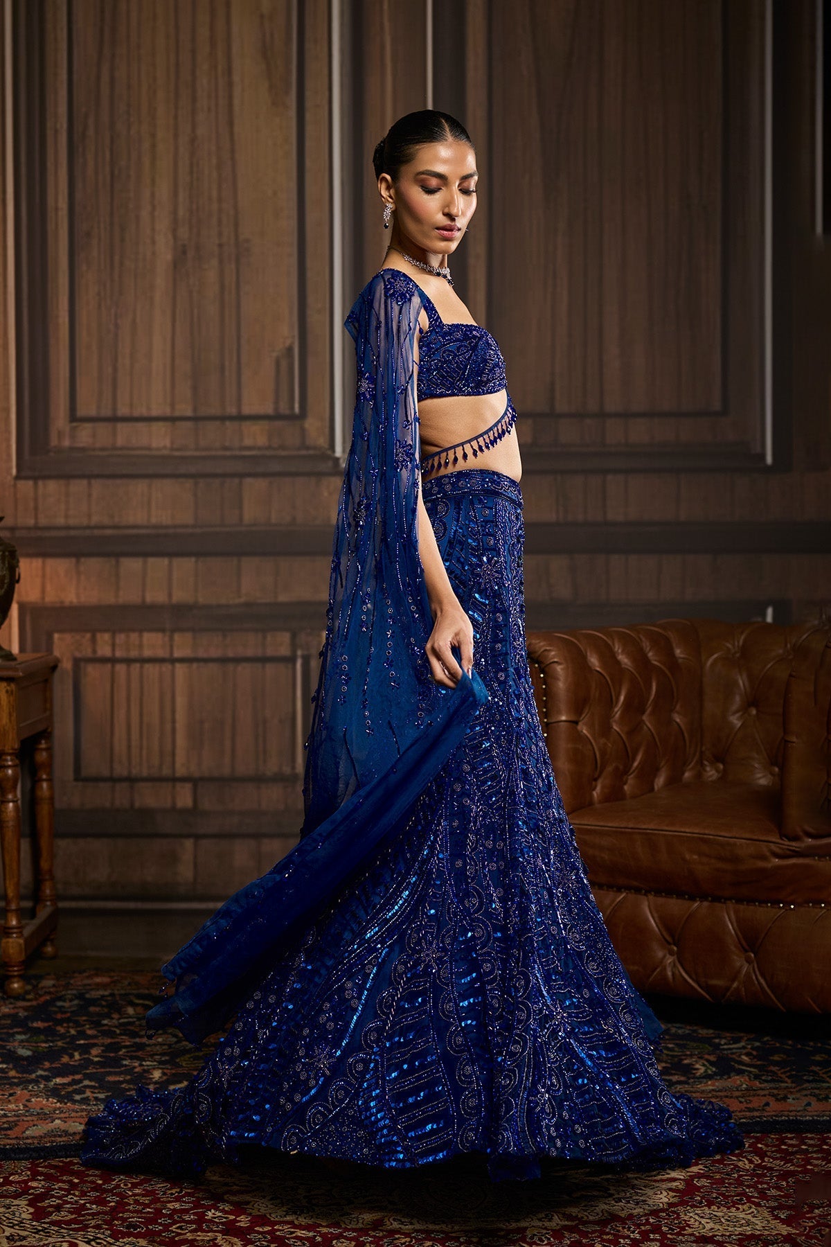 Electric Blue  Trail Mermaid Skirt Set