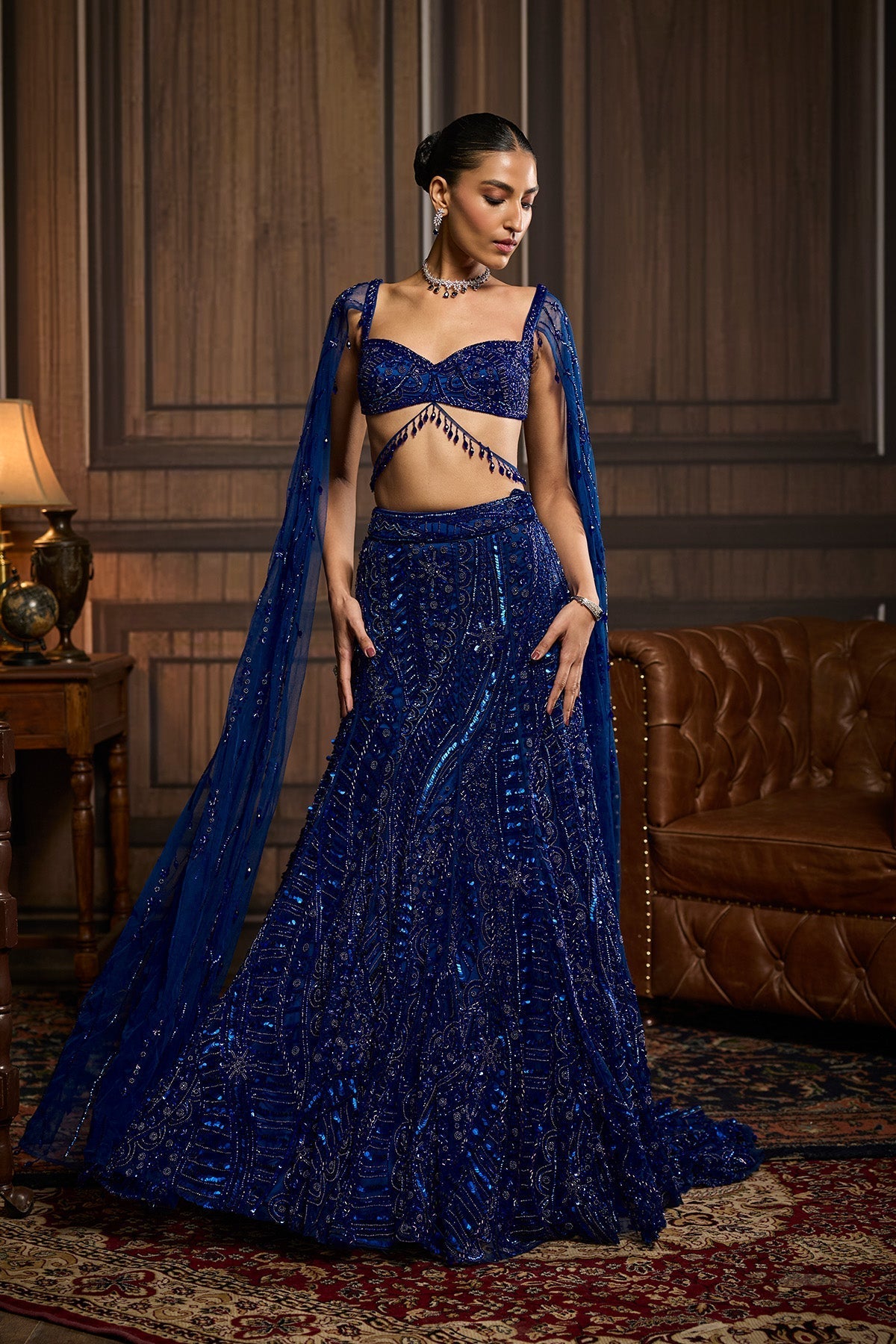 Electric Blue  Trail Mermaid Skirt Set