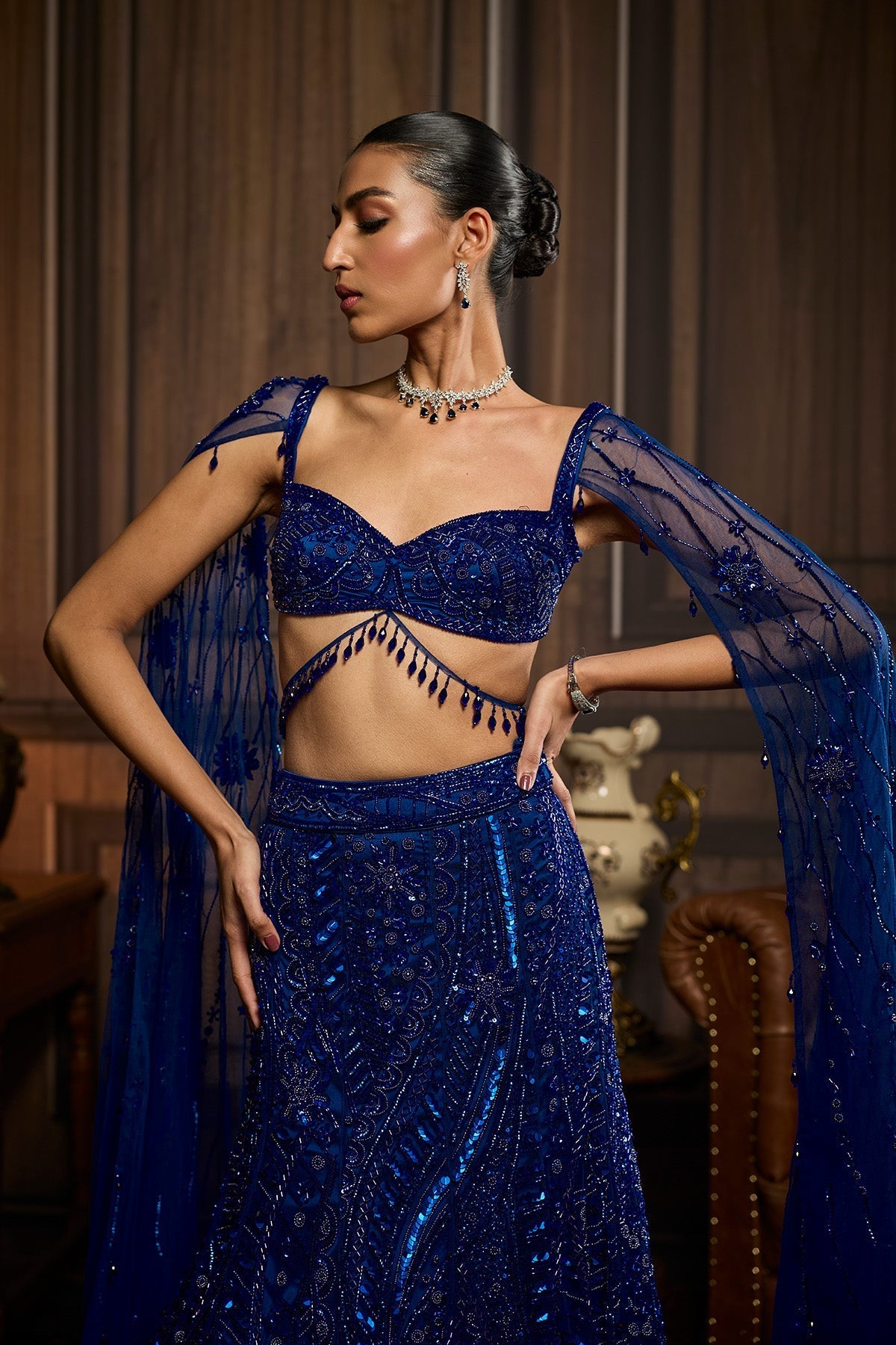Electric Blue  Trail Mermaid Skirt Set