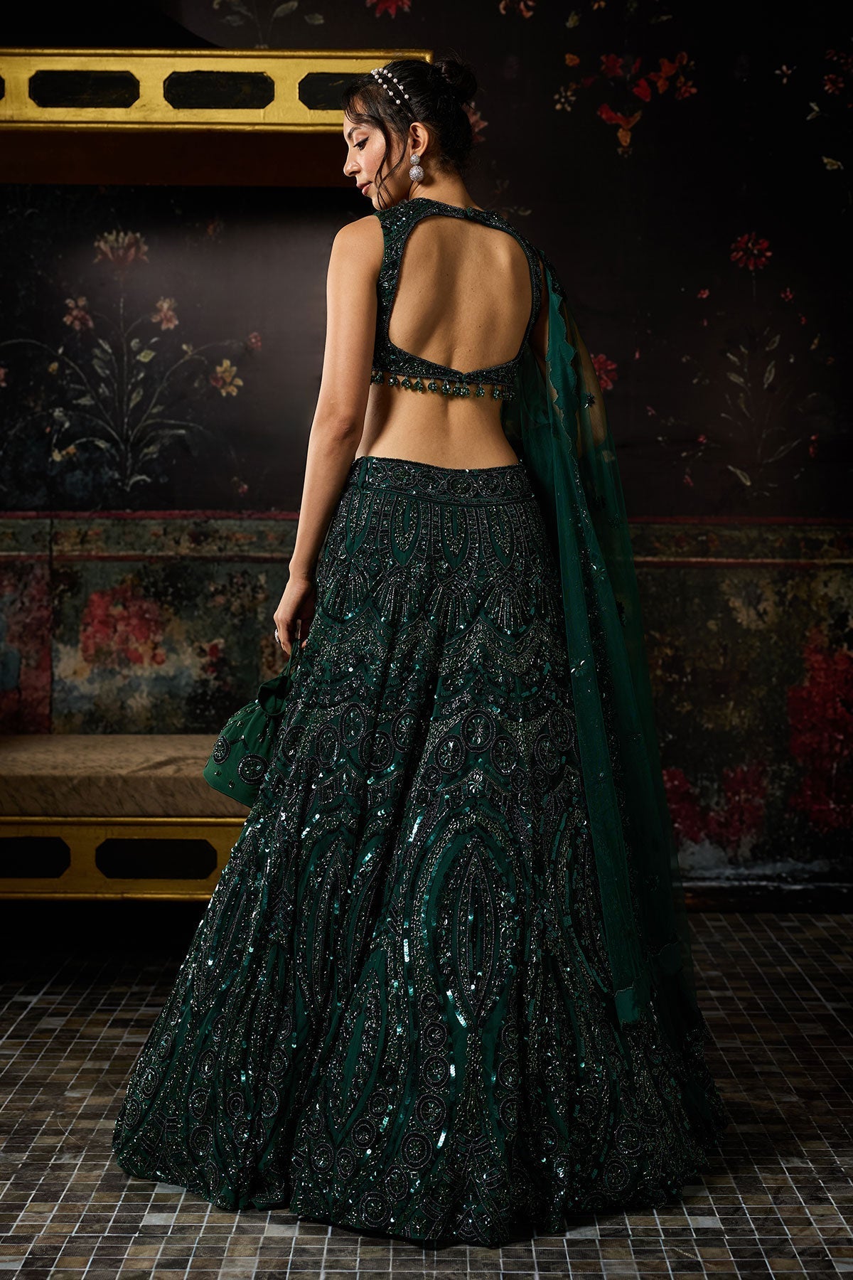Emerald Green Embellished Lehenga Set - Ready To Ship