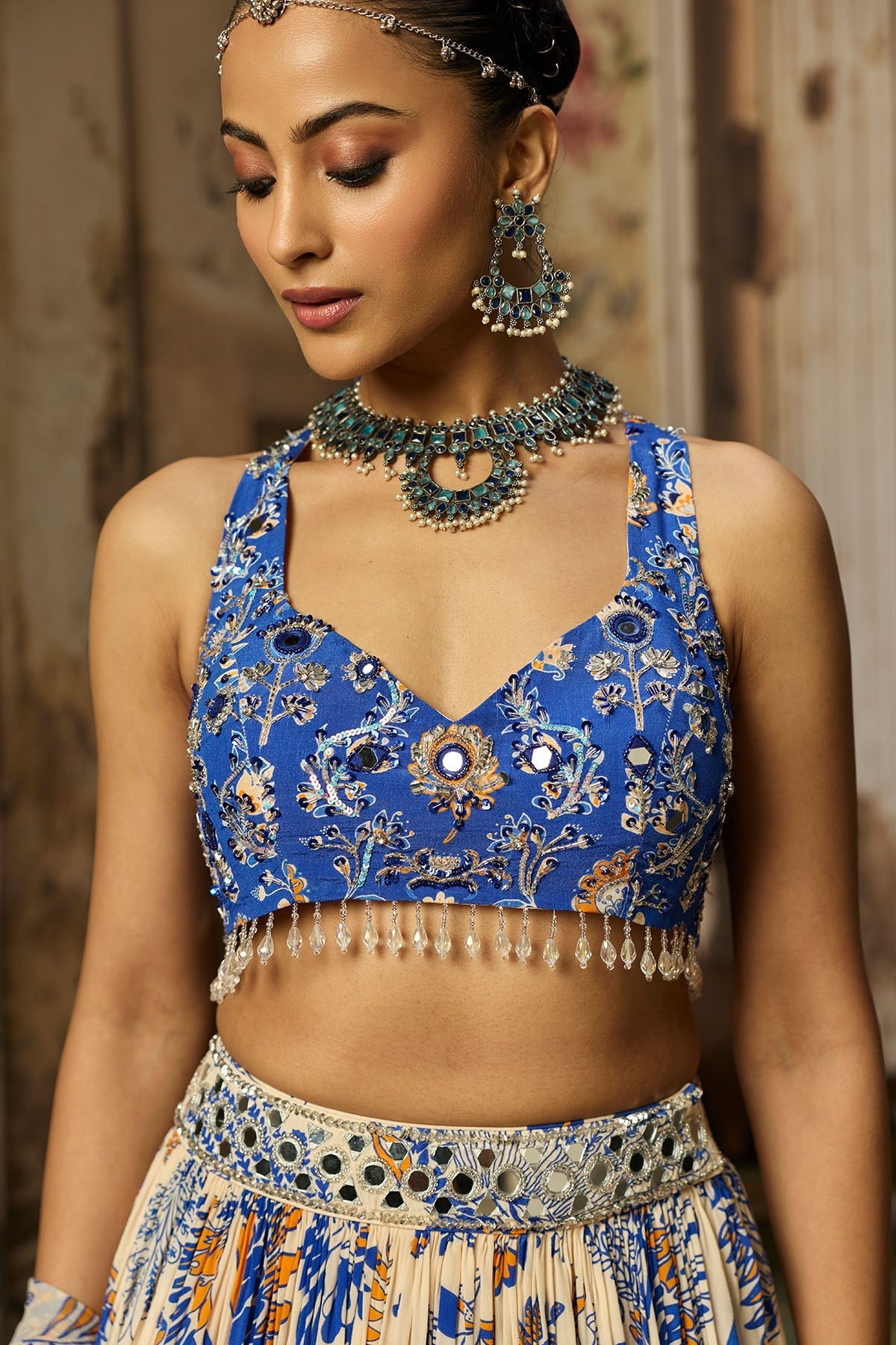 Ivory Printed And Highlighted Lehenga Set - Ready To Ship