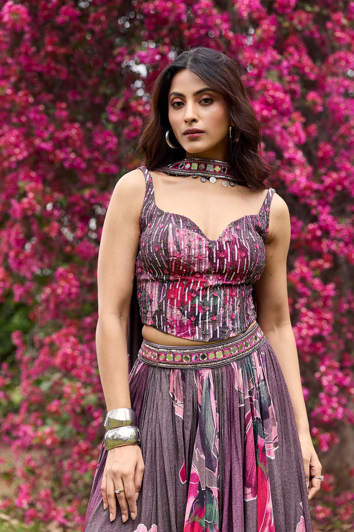 PLUMICIOUS PINK FLORAL LEHENGA SET
