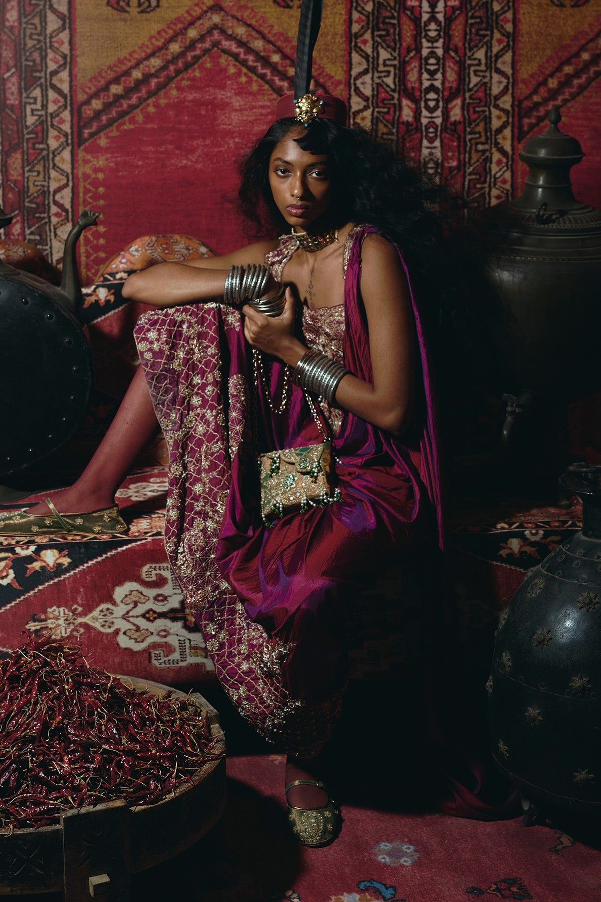 Purple Drape Skirt and Corset Set