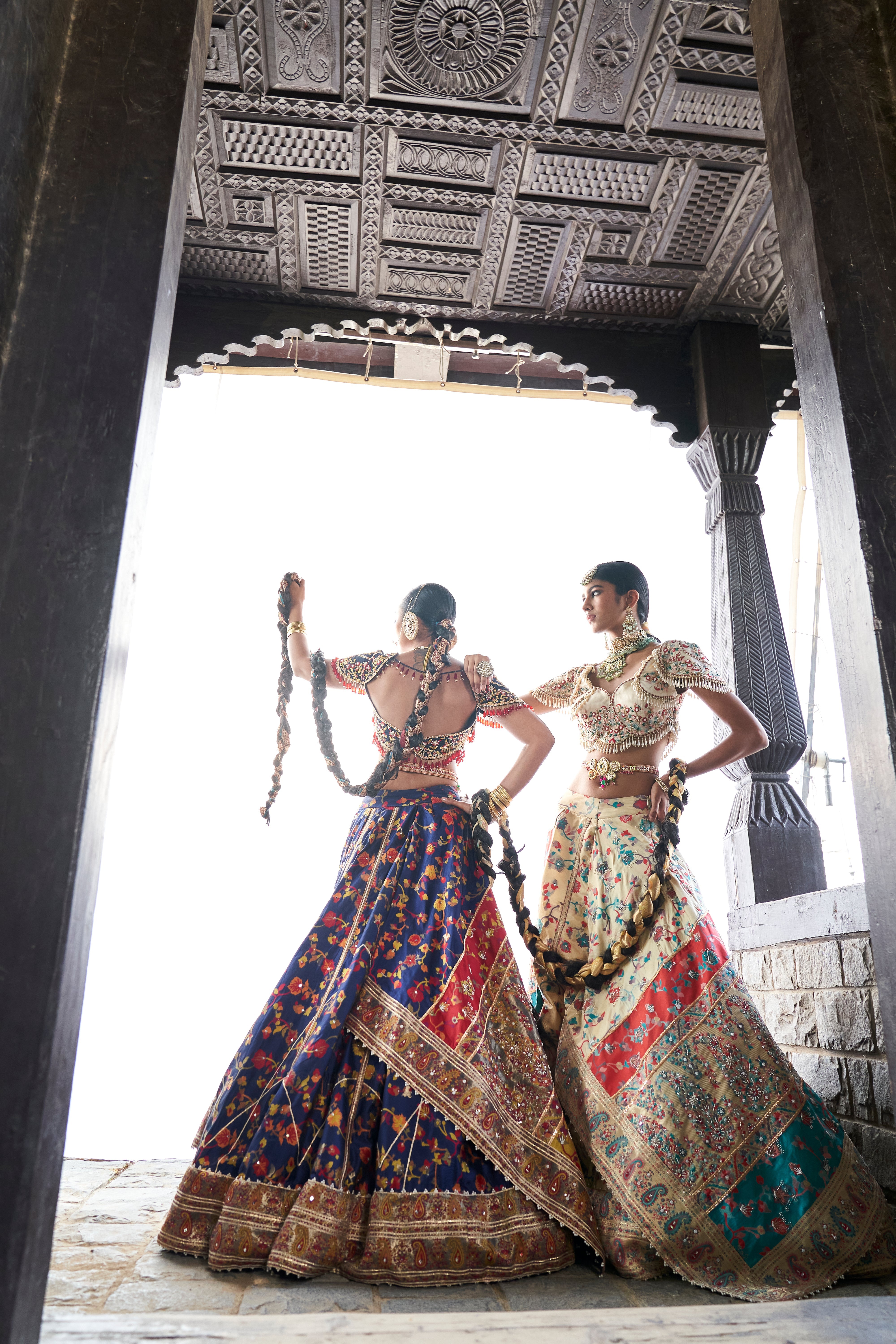 Mid-night Blue Kani Embroidered Lehenga - Ready to Ship