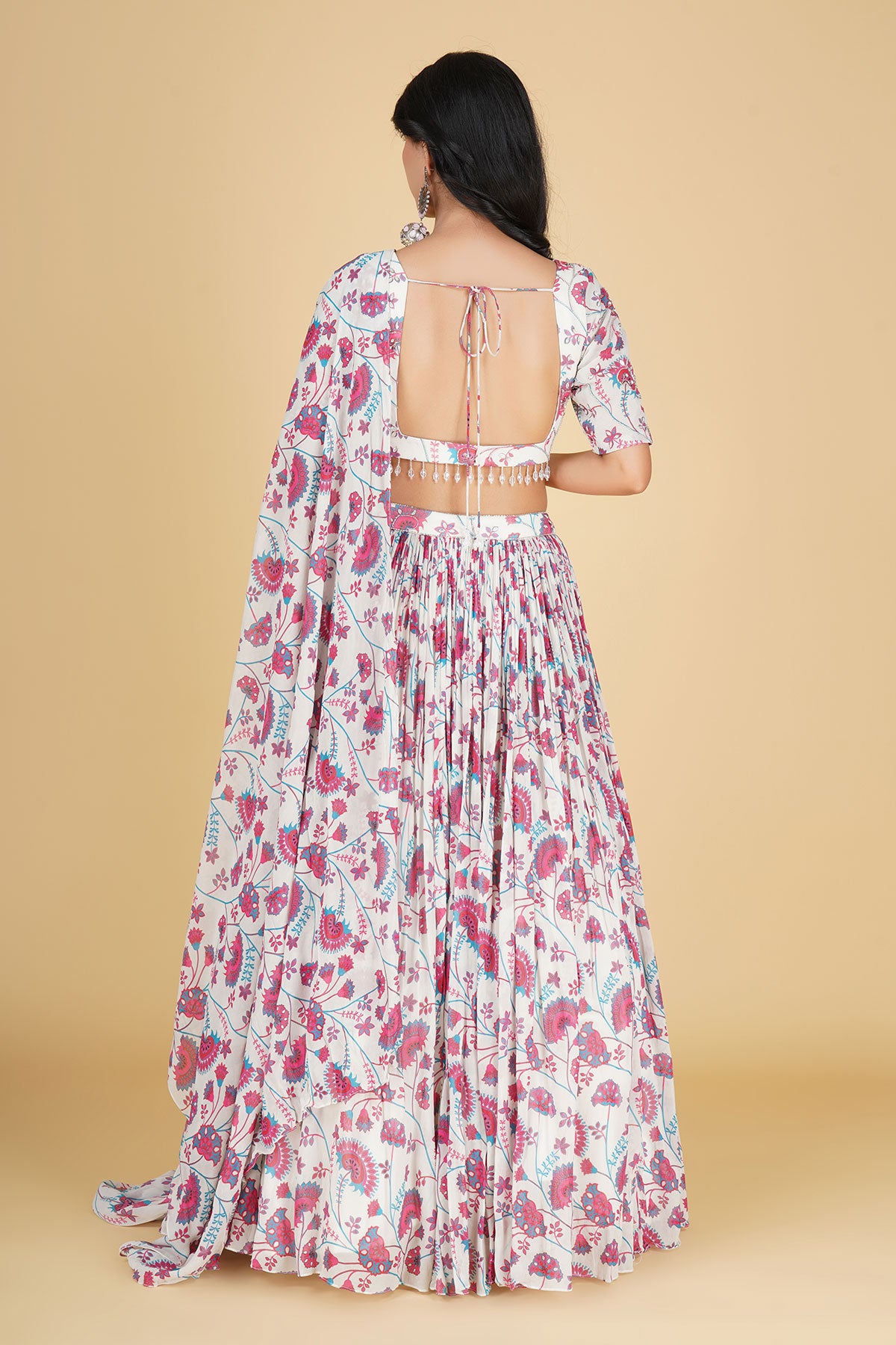 IVORY JAAL PRINT & HIGHLIGHTED LEHENGA SET