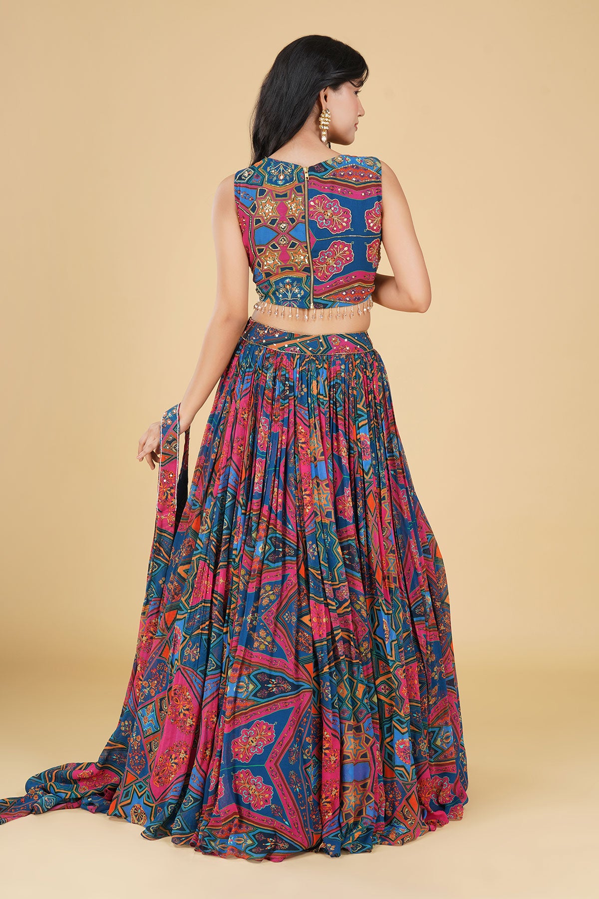 FUSHCIA JAAL HIGHLIGHTED AND PRINTED LEHENGA SET