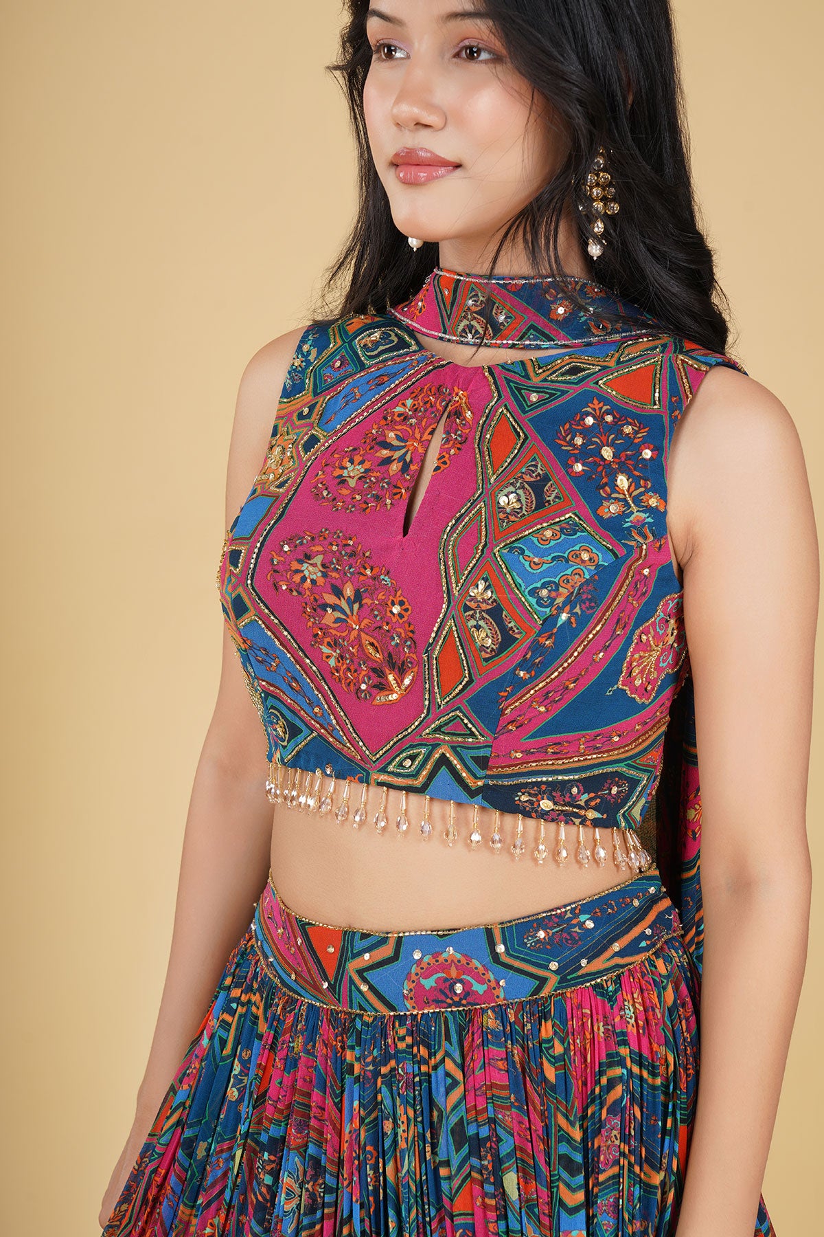 FUSHCIA JAAL HIGHLIGHTED AND PRINTED LEHENGA SET