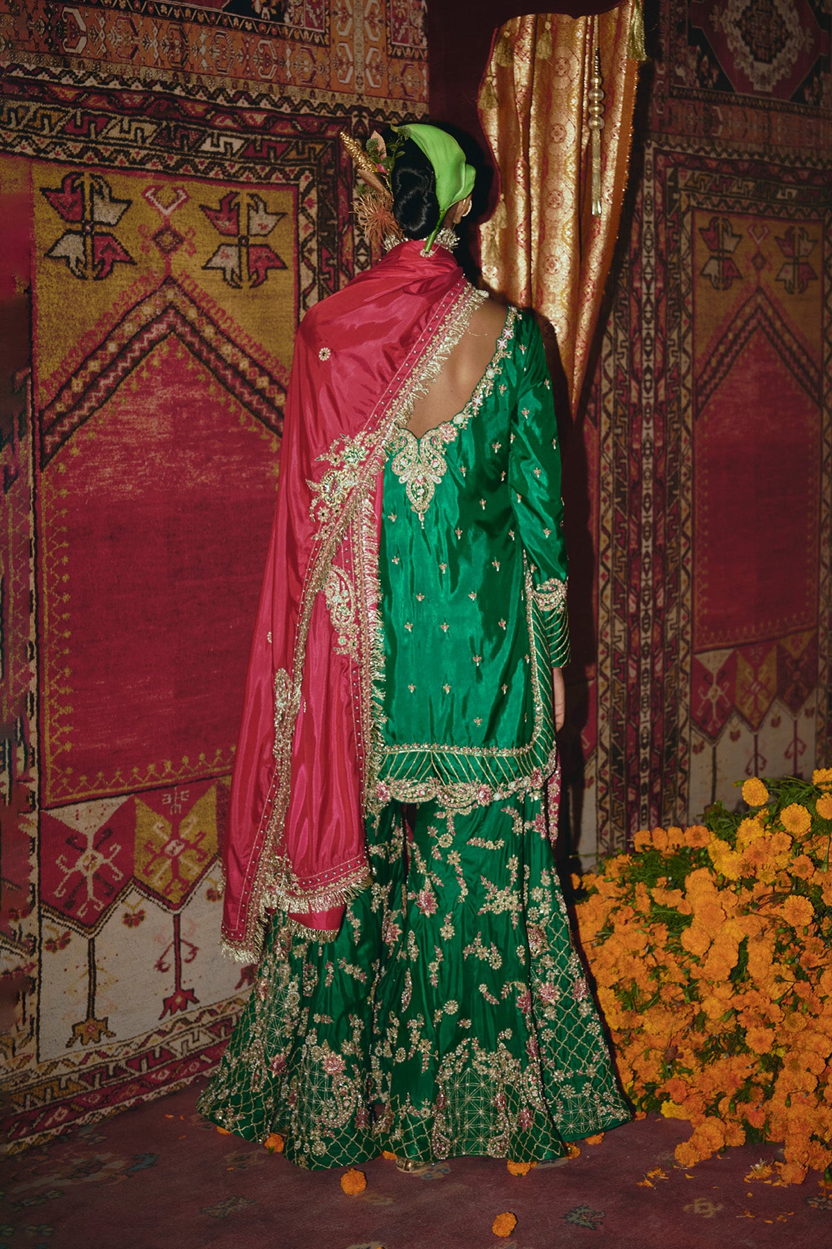 Green Soft Silk Sharara Set