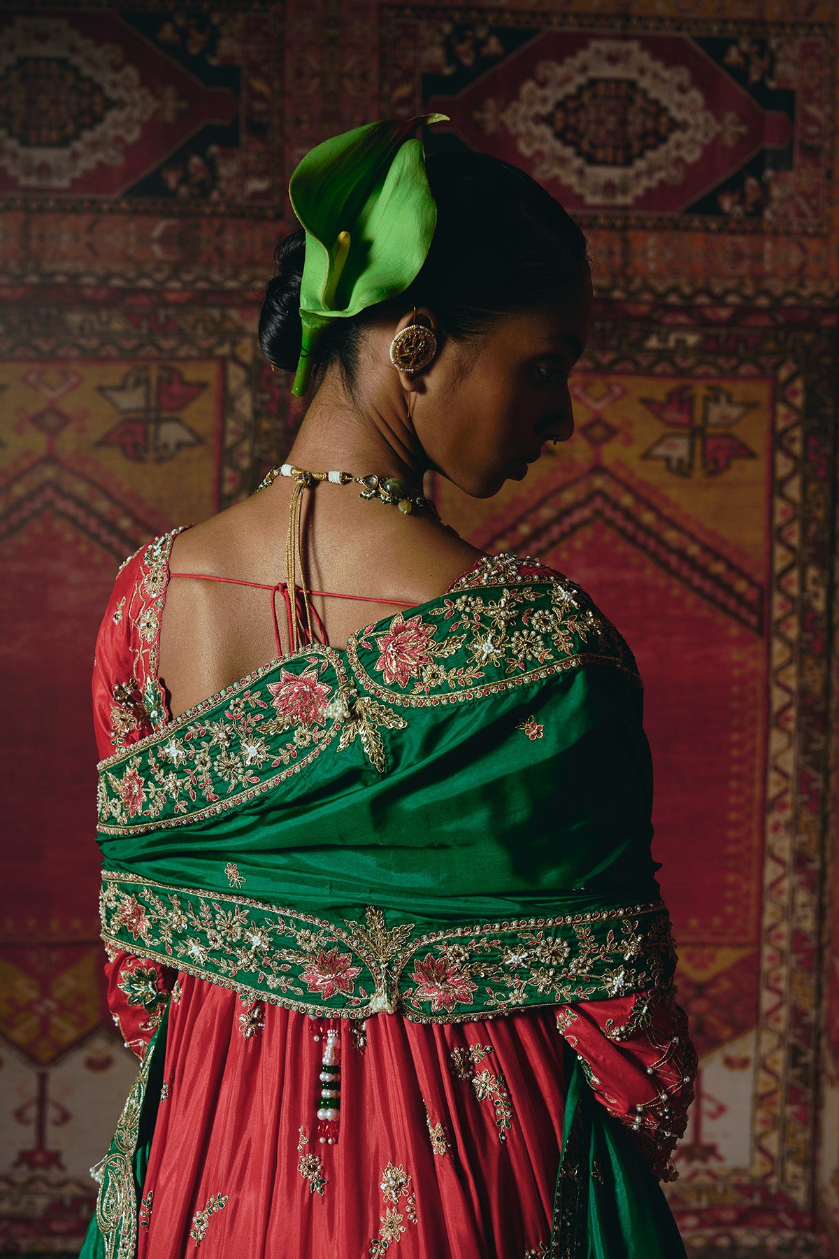 Red Open Jacket Anarkali Set