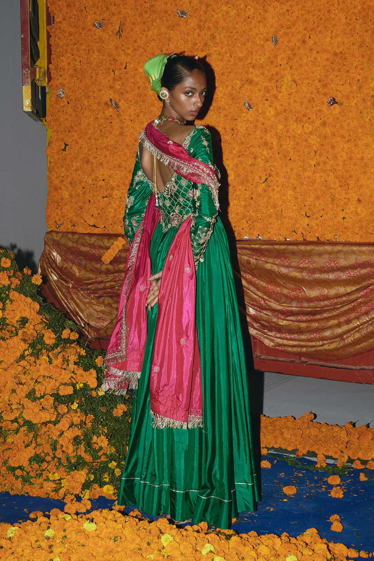 Green Soft Silk Anarkali Set