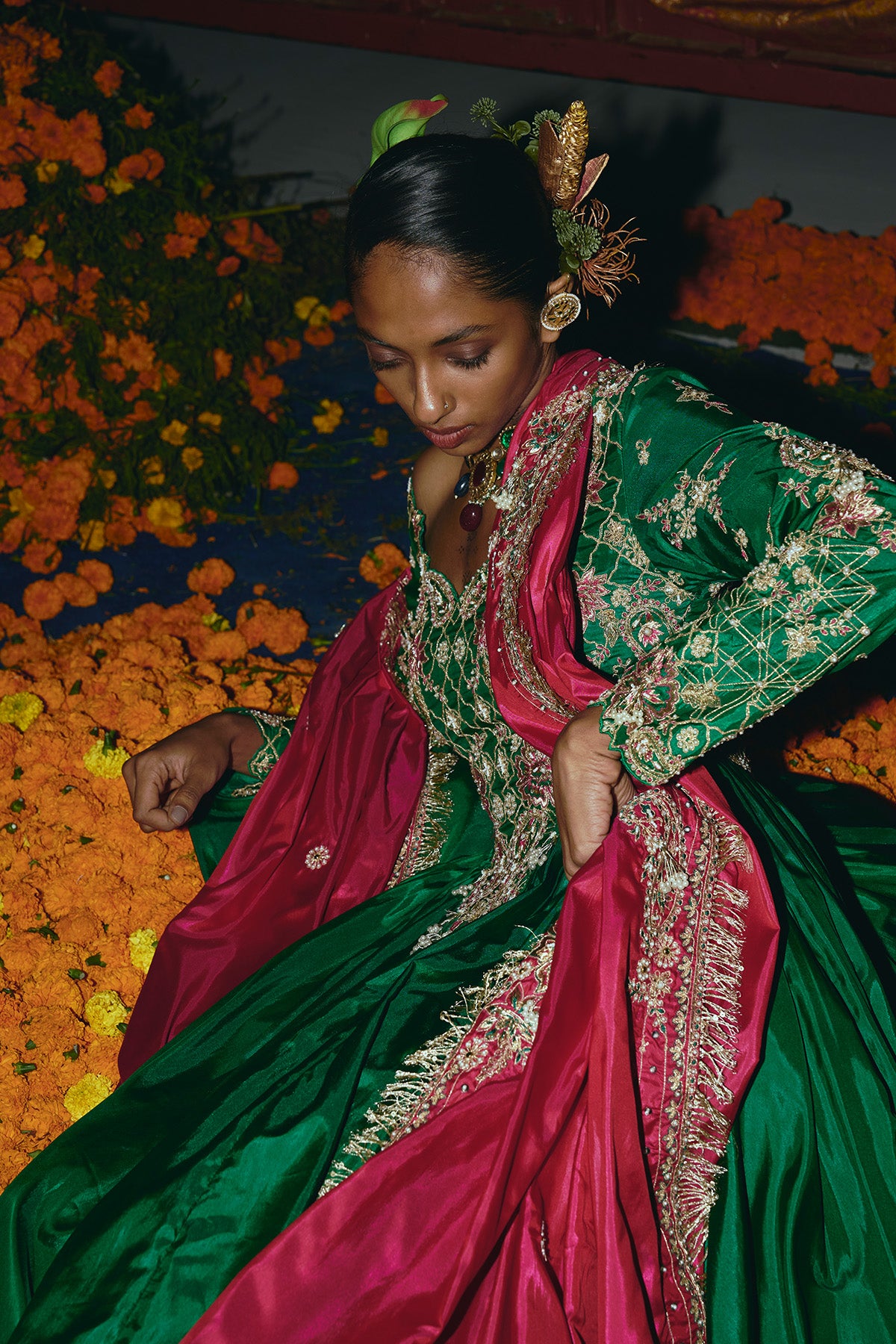 Green Soft Silk Anarkali Set