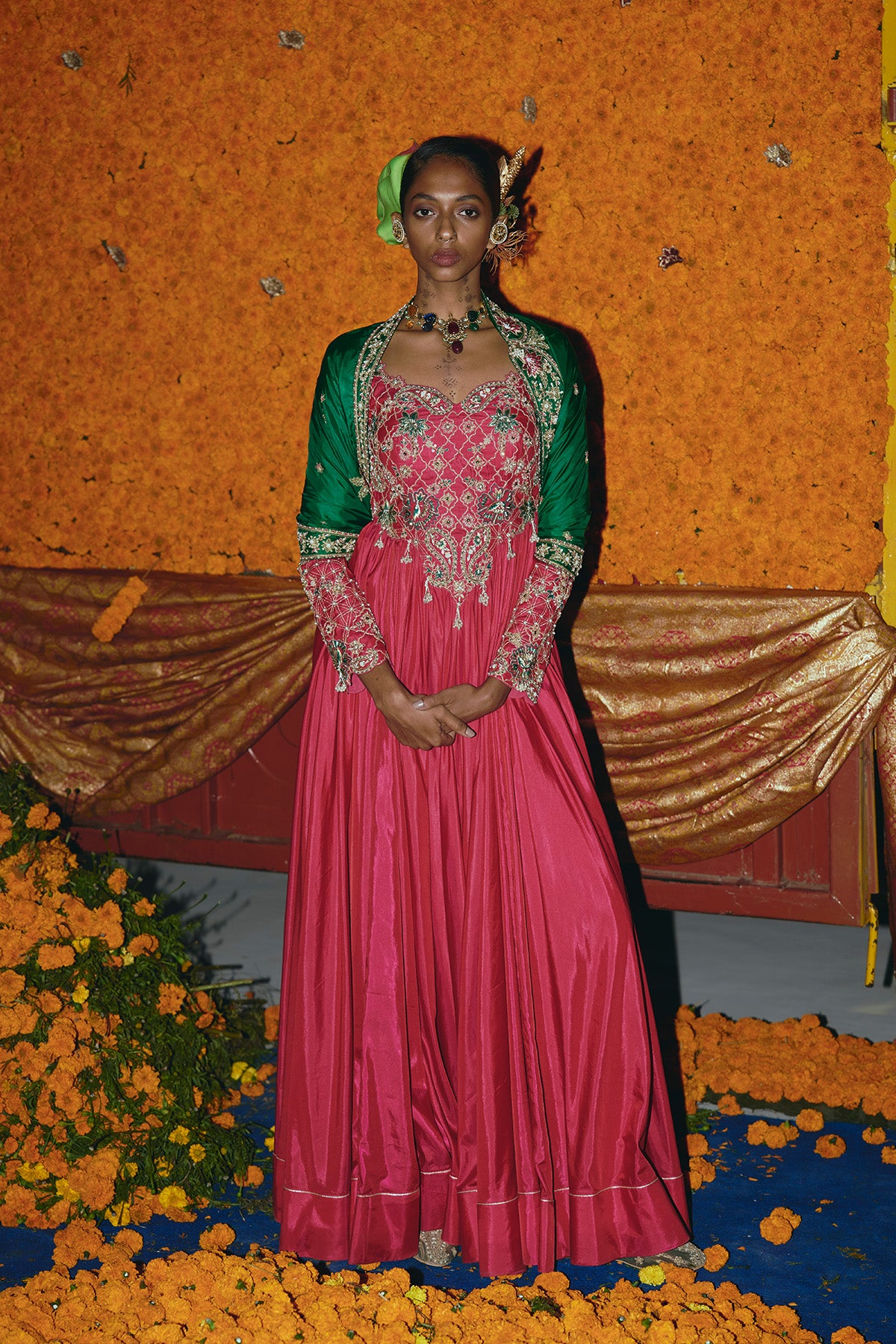 Pink Soft Silk Anarkali Set