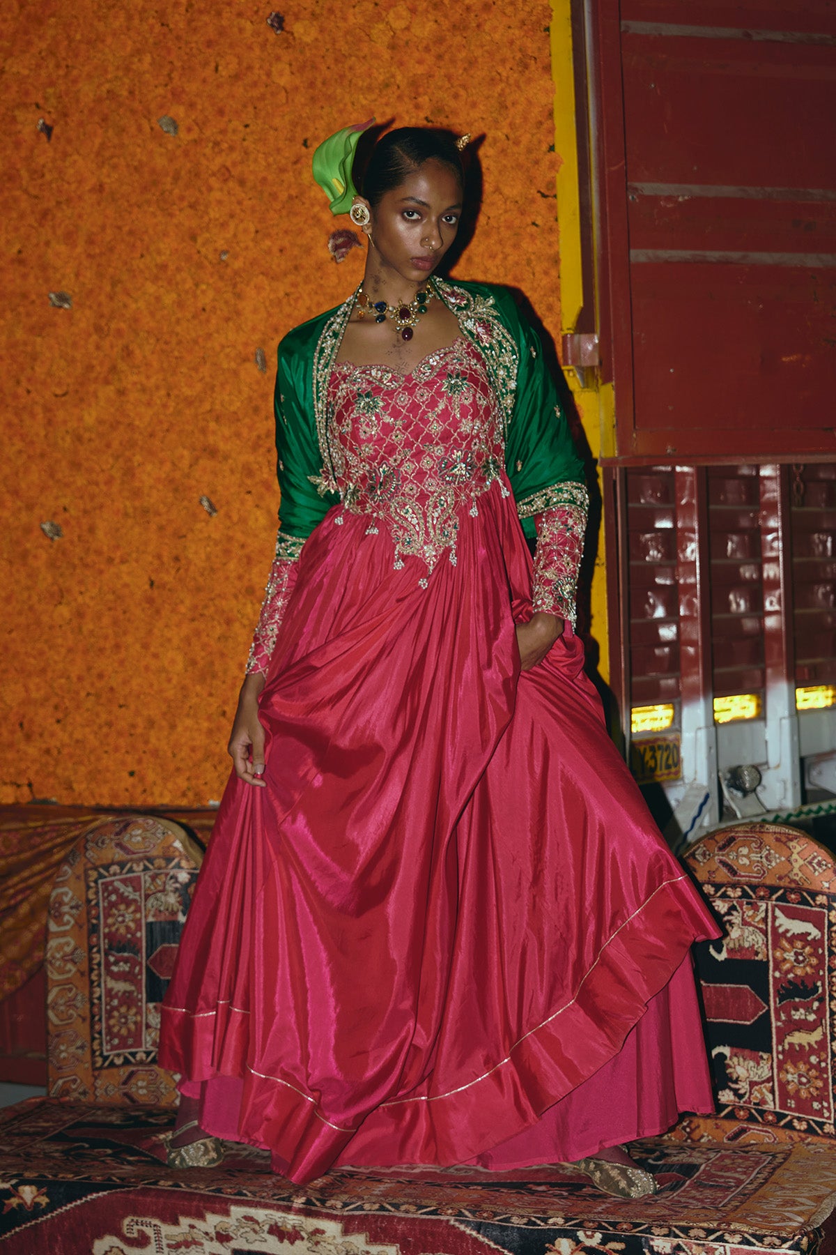 Pink Soft Silk Anarkali Set