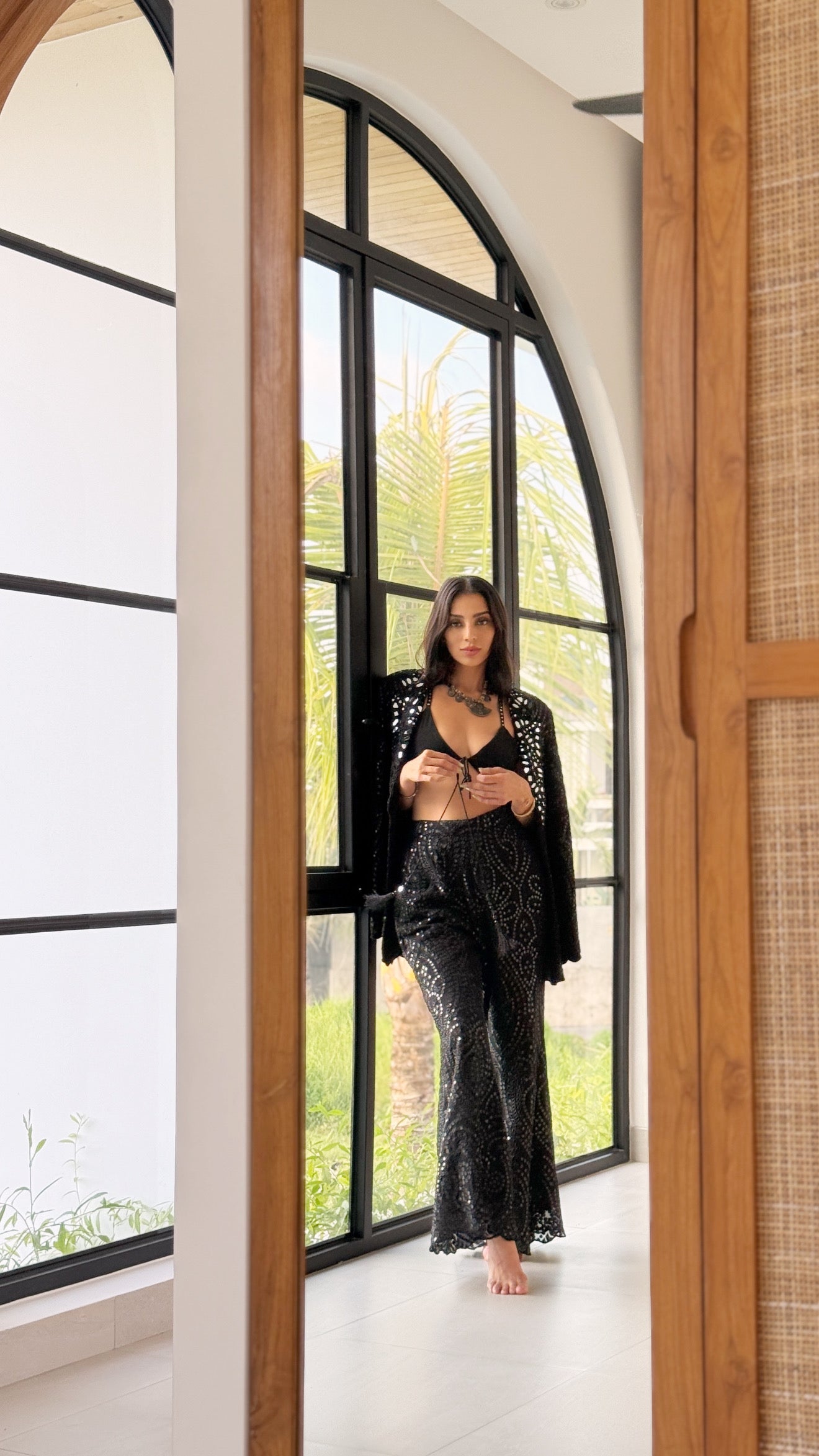 Payal Shah in our Black Floral Mirrorwork Blazer Set